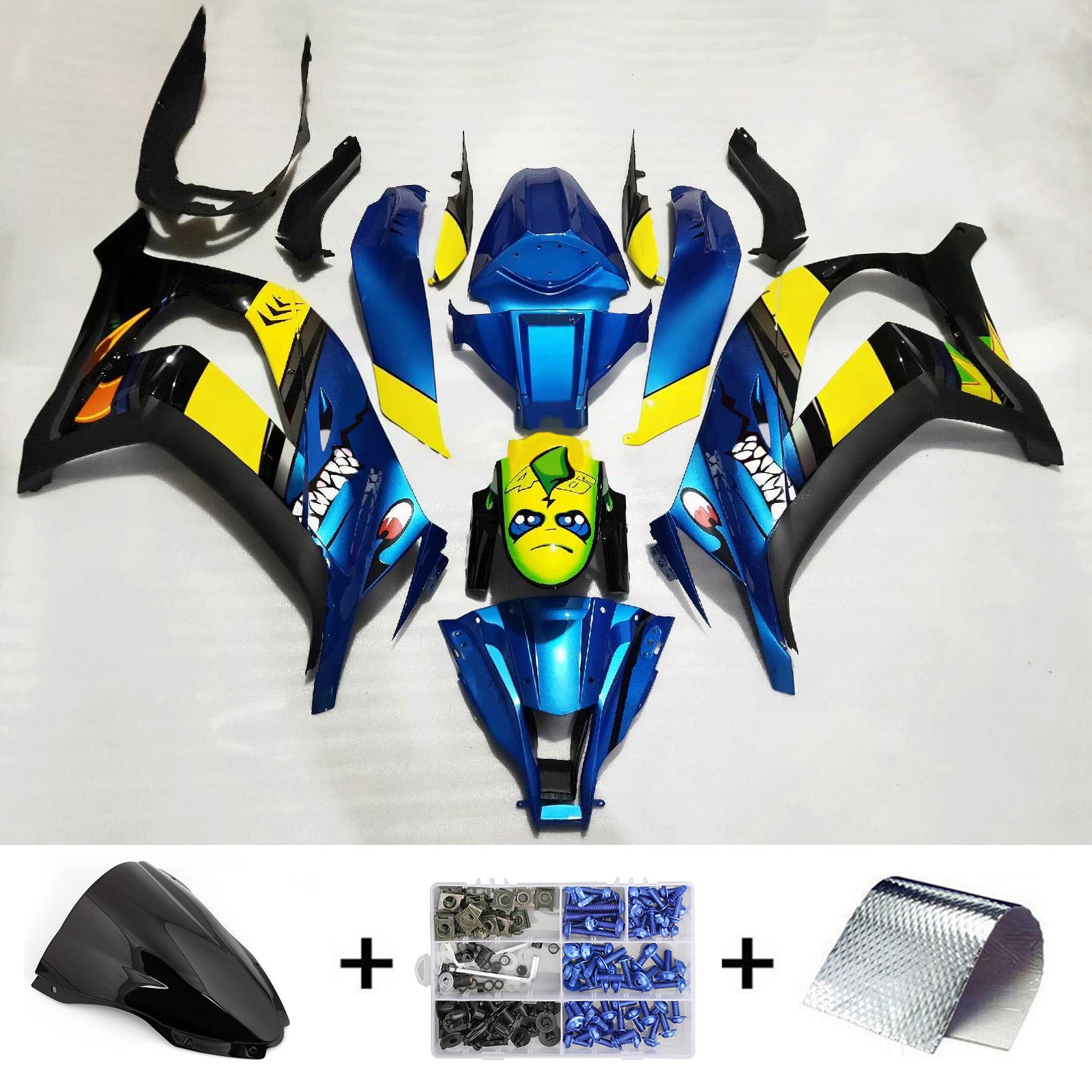Amotopart Kit carena Monster blu e giallo Kawasaki ZX10R 2016-2020