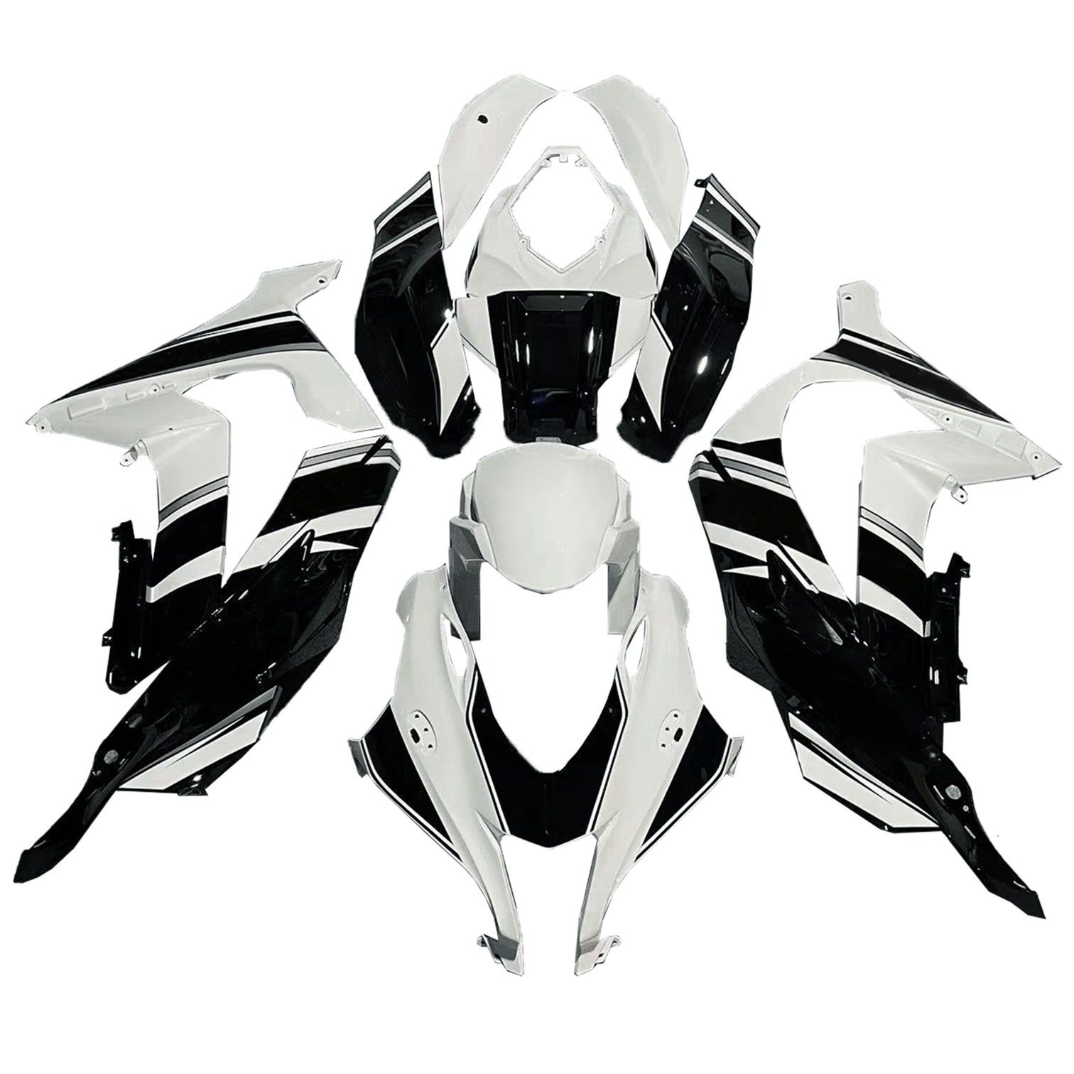 Amotopart 2016-2020 ZX10R Kawasaki Black&White Style3 Fairing Kit