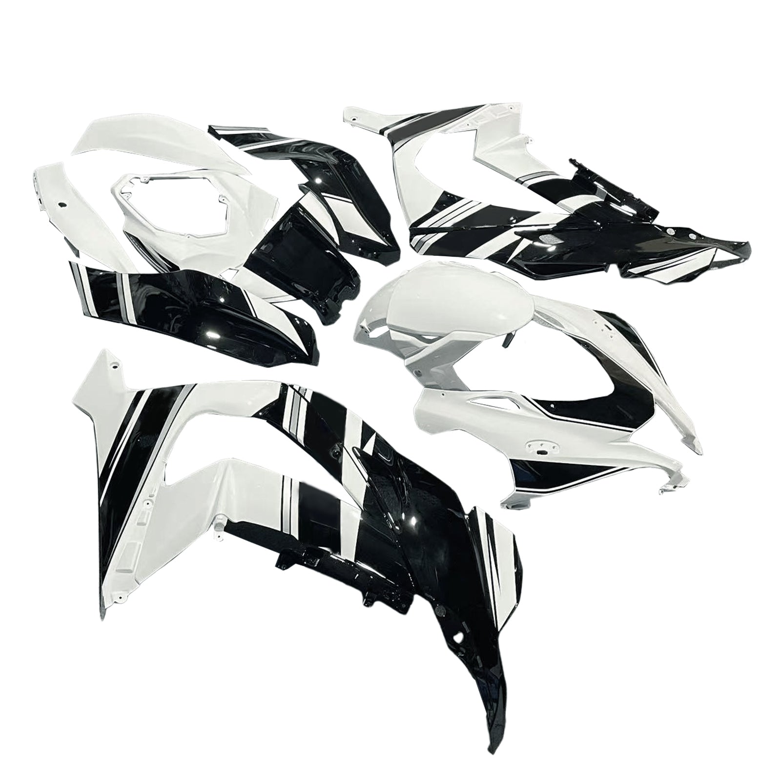 Amotopart 2016-2020 ZX10R Kawasaki Black&White Style3 Fairing Kit