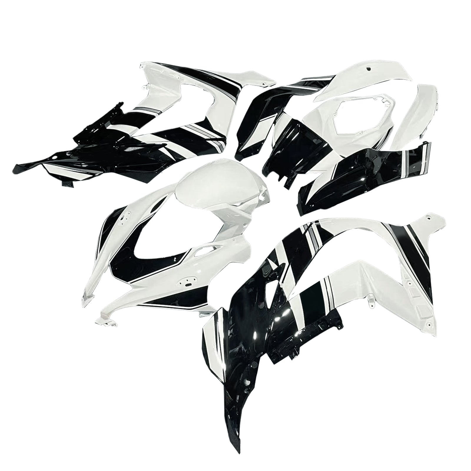 Amotopart 2016-2020 ZX10R Kawasaki Black&White Style3 Fairing Kit