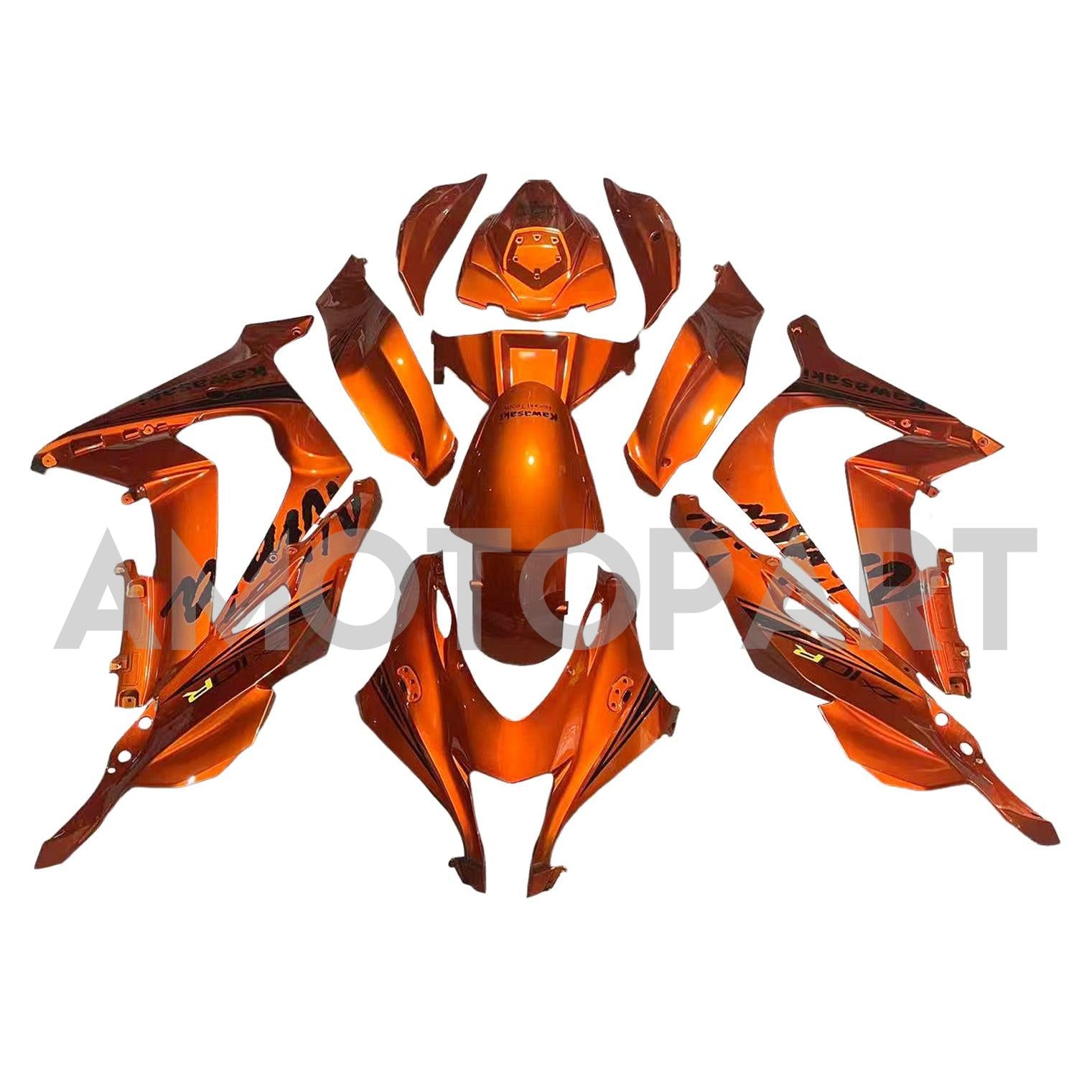 Amotopart 2016-2020 ZX10R Kawasaki Orange&Schwarzes Verkleidungskit