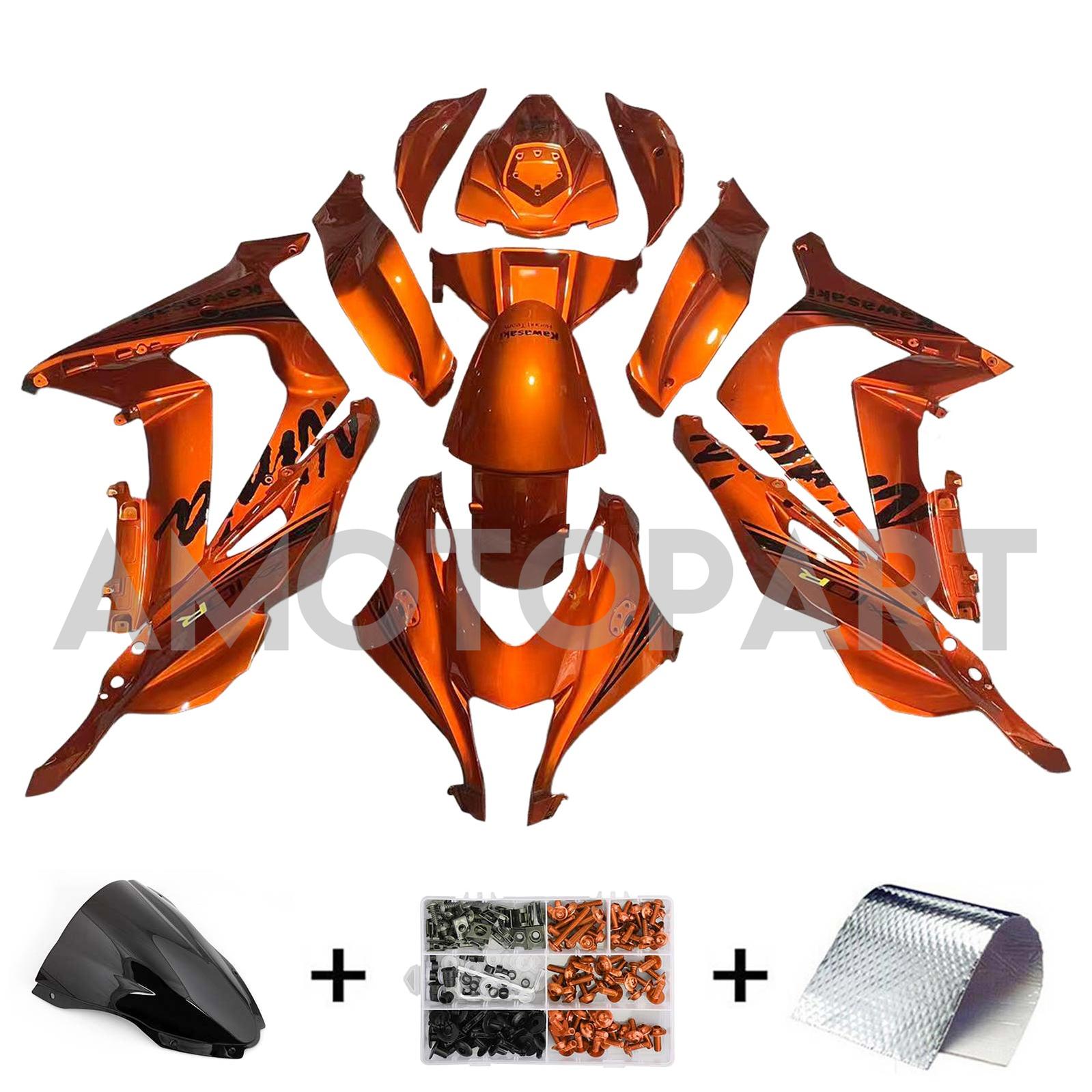 Amotopart 2016-2020 ZX10R Kawasaki Orange&Black Fairing Kit