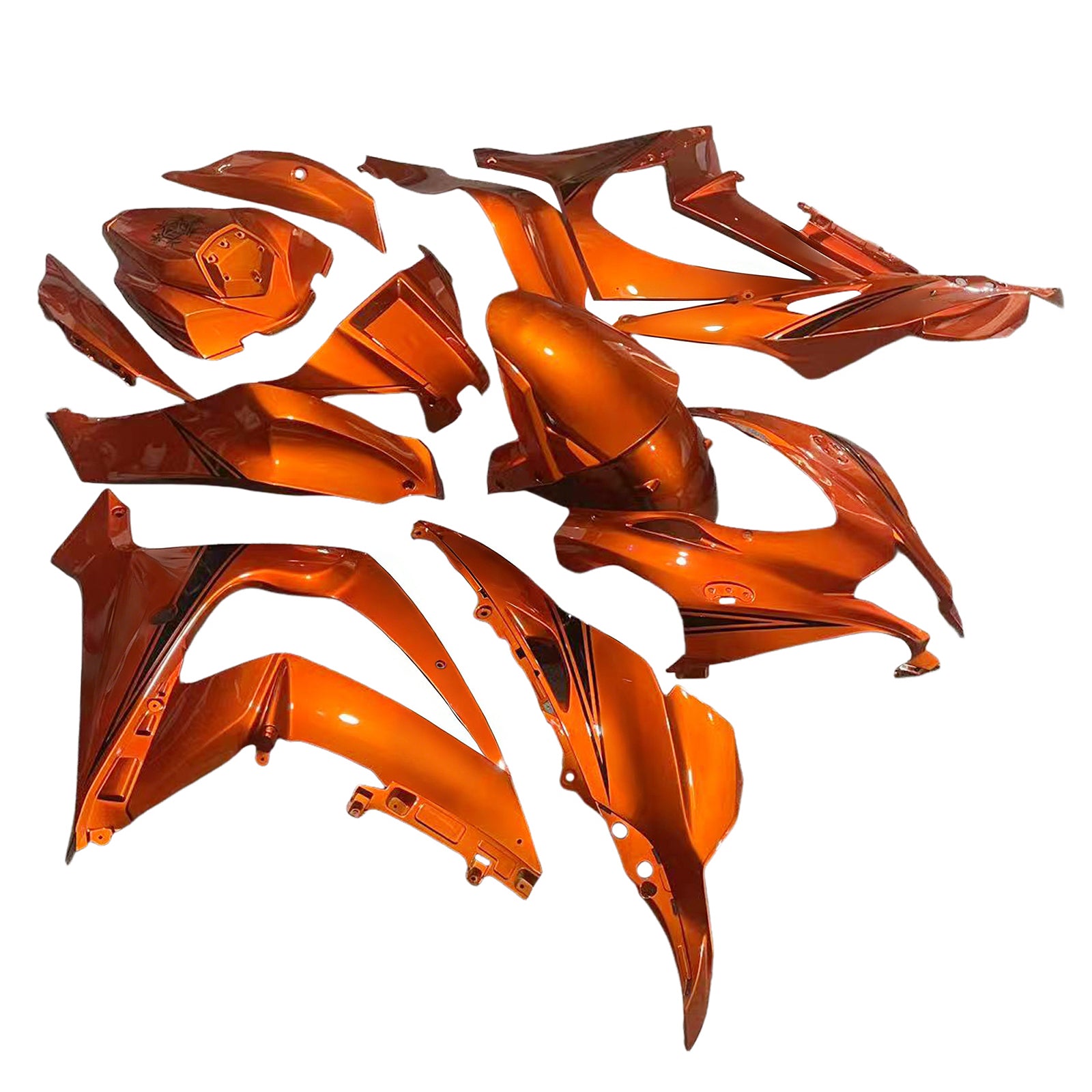 Amotopart 2016-2020 ZX10R Kawasaki Orange & Black Fairing Kit