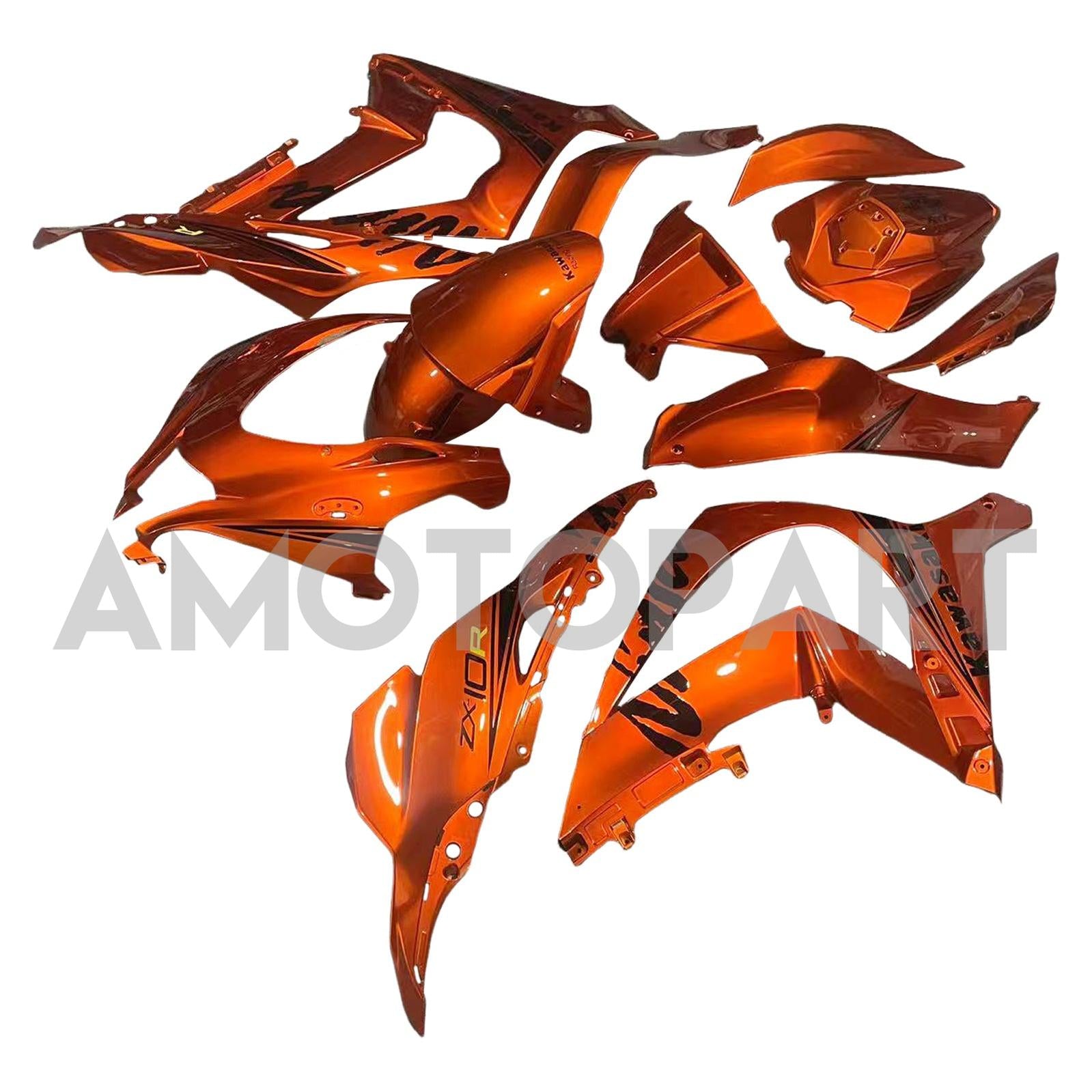Amotopart 2016-2020 ZX10R Kawasaki Orange&Schwarzes Verkleidungskit