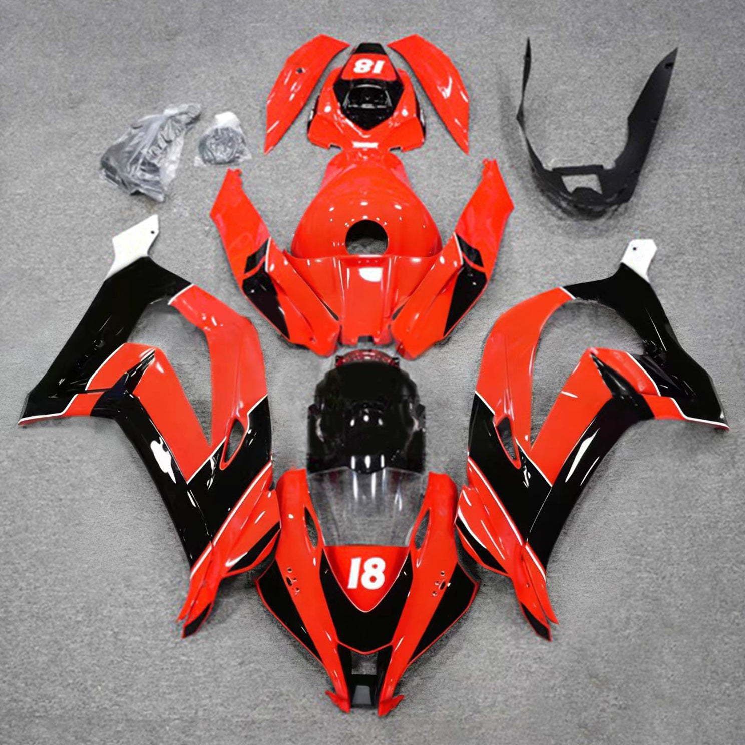 Amotopart 2016-2020 ZX10R Kawasaki Red & Black Style4 Fairing Kit