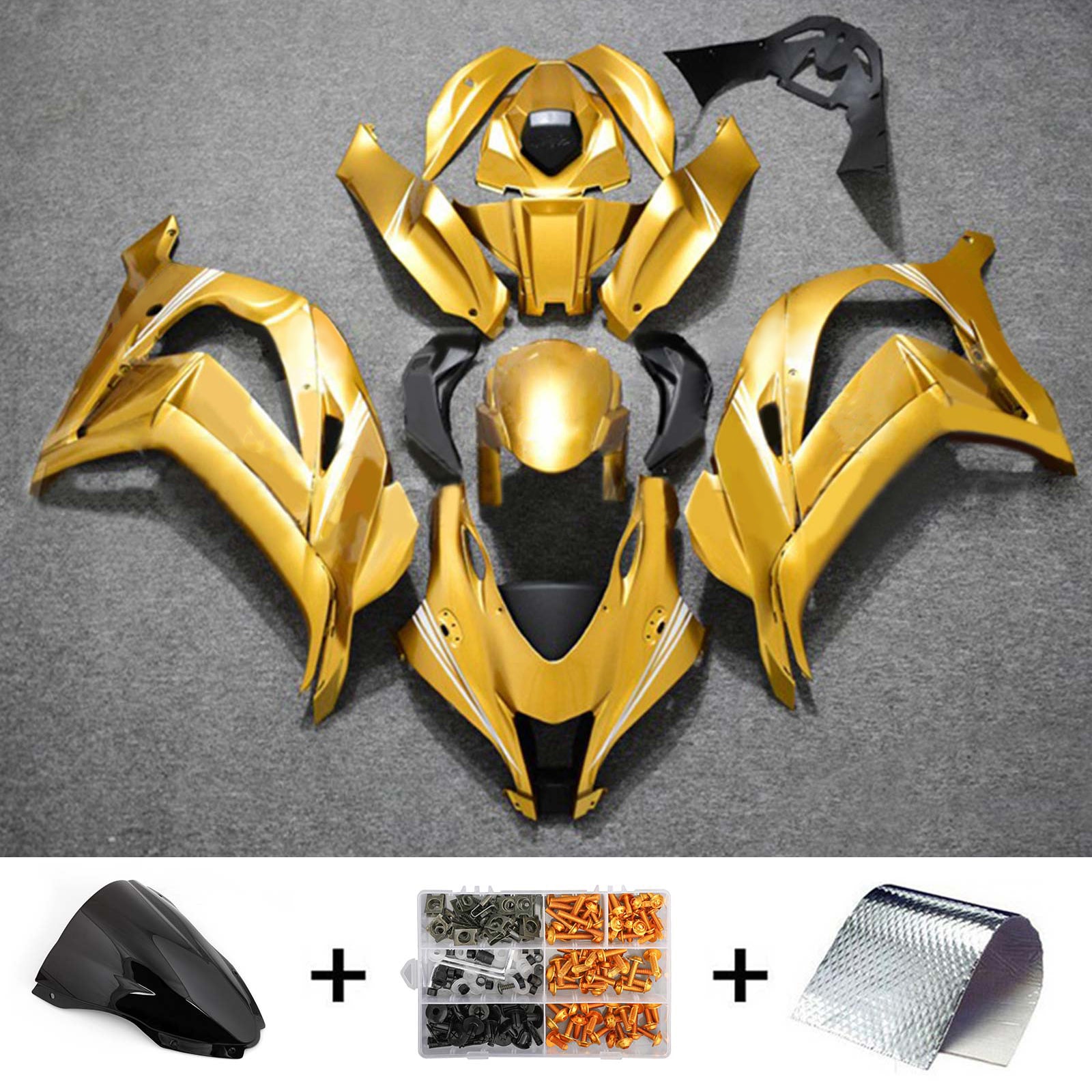 Amotopart 2016-2020 ZX10R Kawasaki Gold con kit carenatura logo bianco