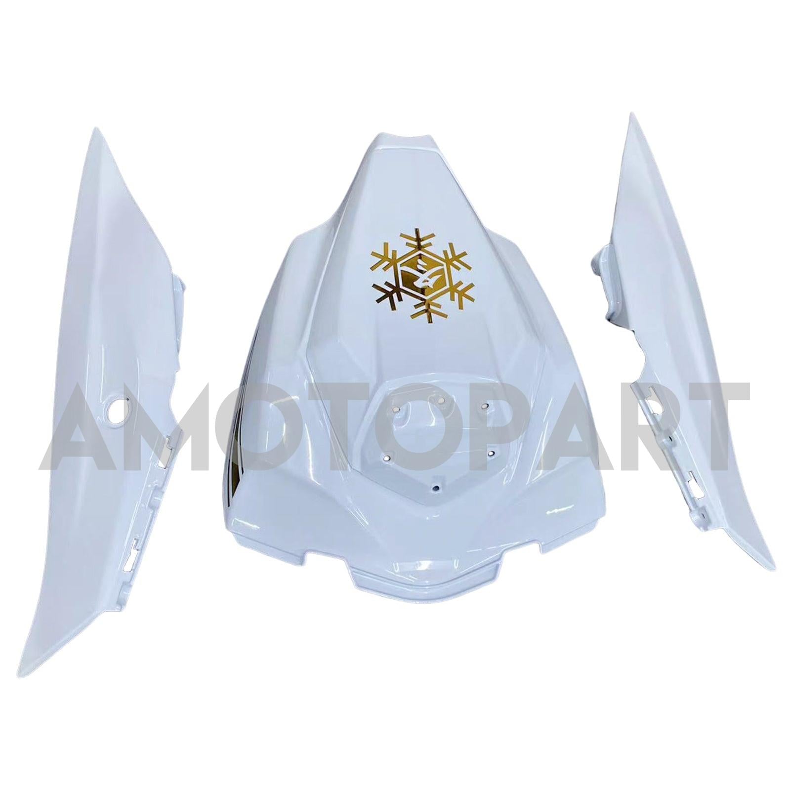 Amotopart 2016–2020 ZX10R Kawasaki Weiß&Schwarzes Logo-Verkleidungskit