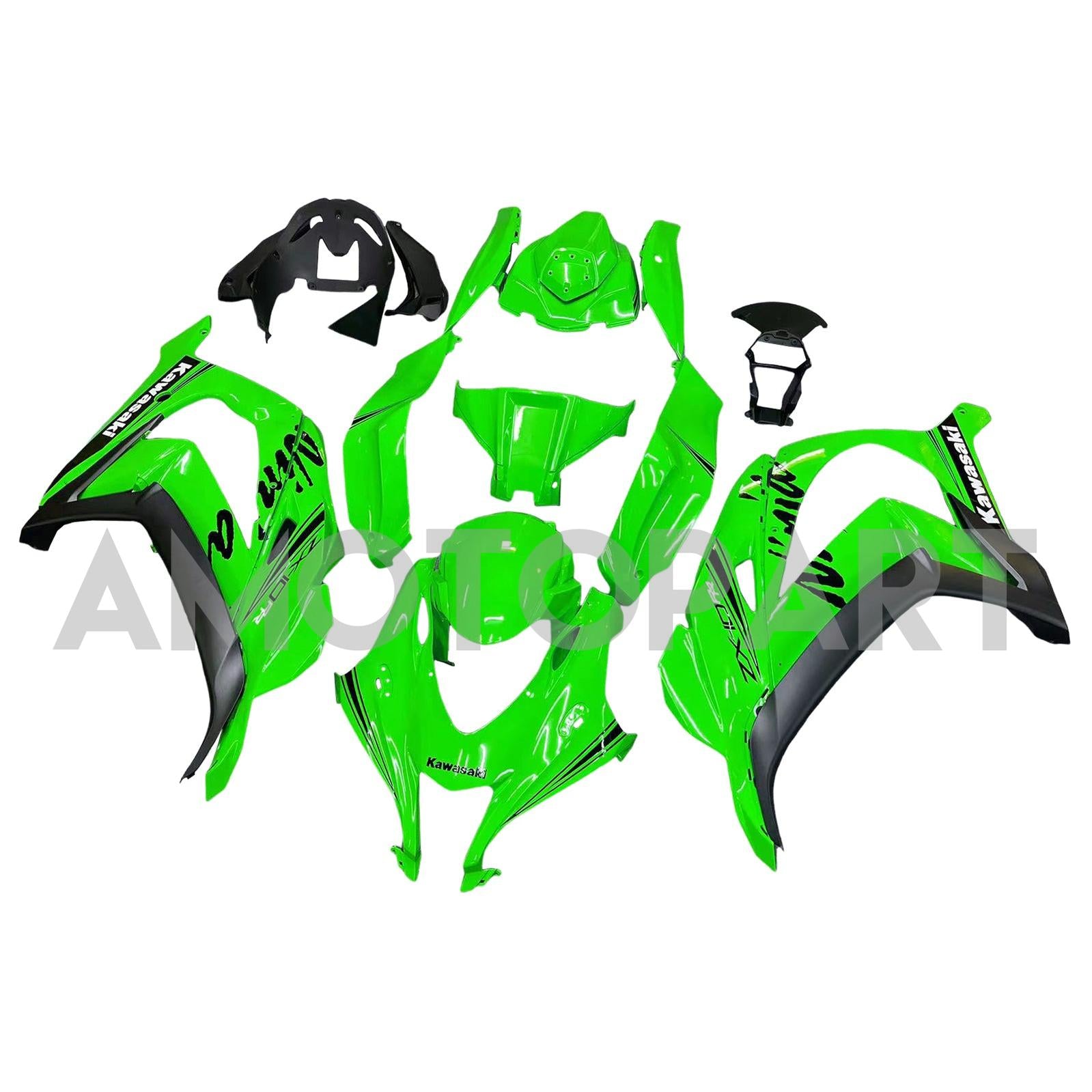 Amotopart 2016-2020 ZX10R Kawasaki Green & Black Styl3 Fairing Kit