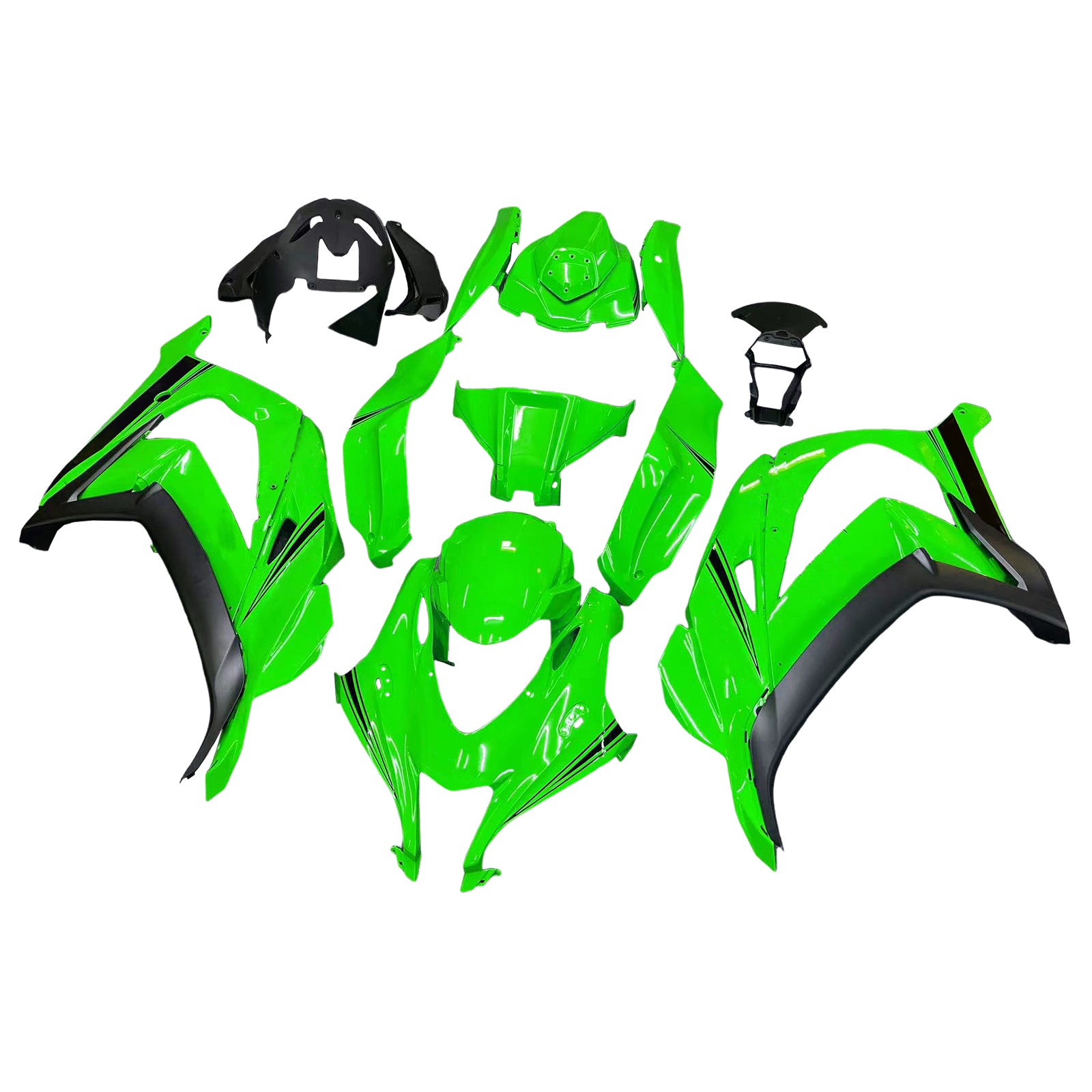 Amotopart 2016-2020 ZX10R Kawasaki Green&Black Style3 Fairing Kit