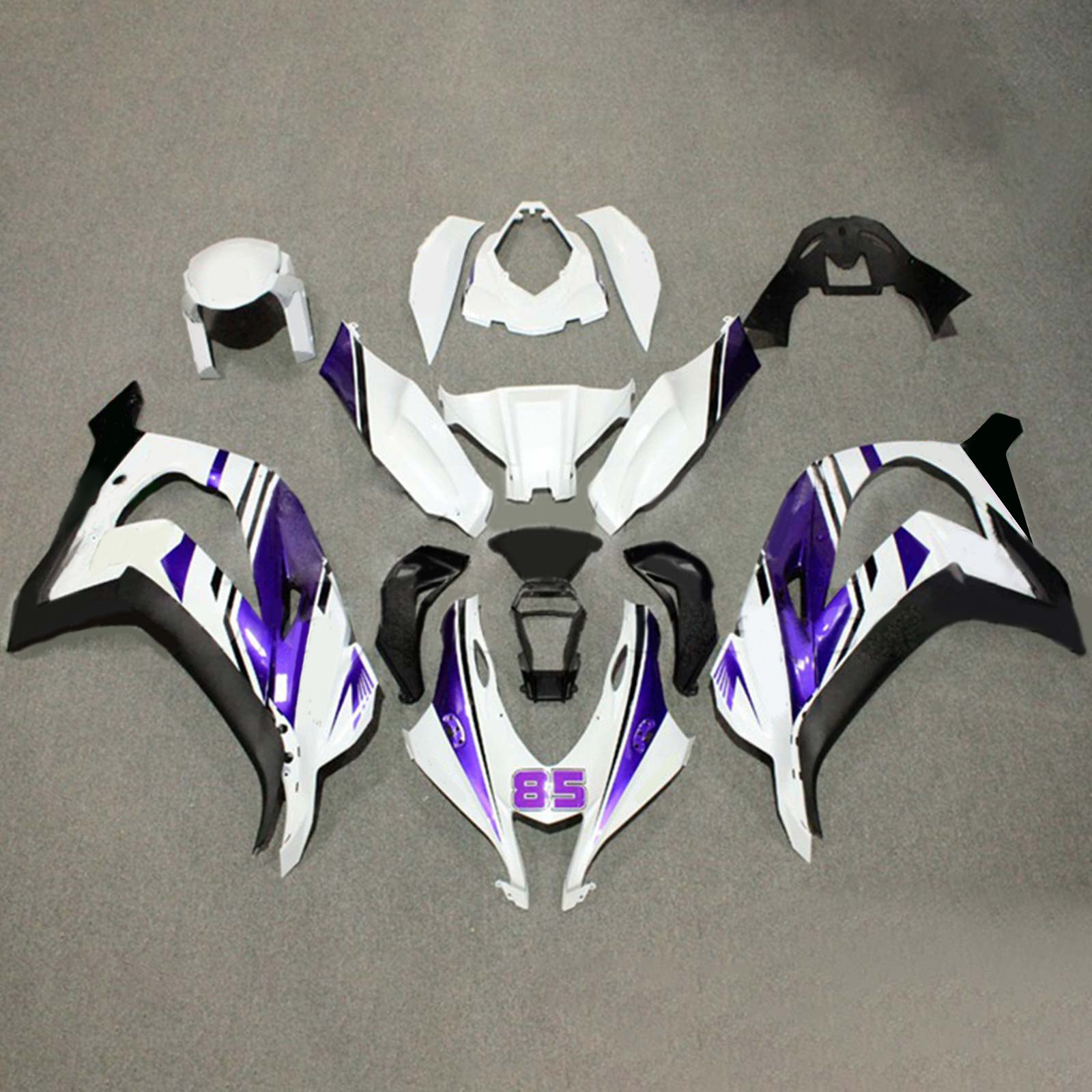 Amotopart 2016-2020 ZX10R Kawasaki White&Purple Fairing Kit