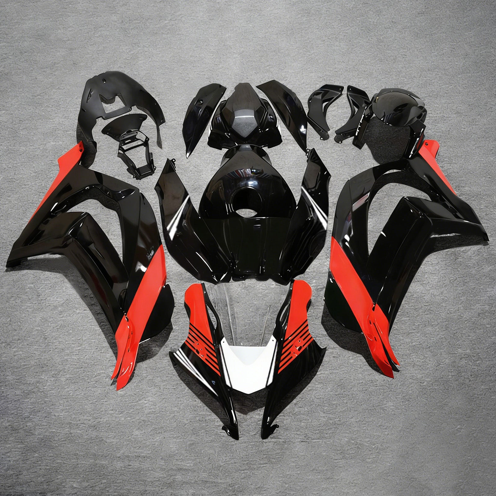Amotopart 2016-2020 ZX10R Kawasaki Red&Black Style9 Fairing Kit