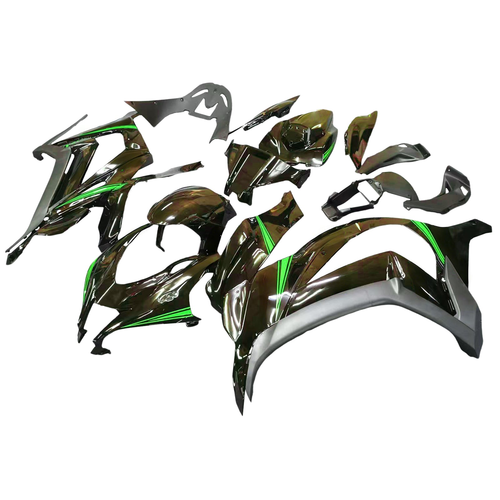 Amotopart 2016-2020 ZX10R Kawasaki Green&Black Style2 Fairing Kit