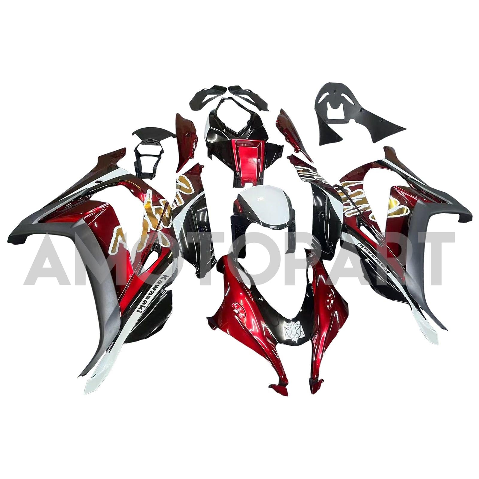 Amotopart 2016-2020 ZX10R Kawasaki Red & Black Style 7 Failing Kit