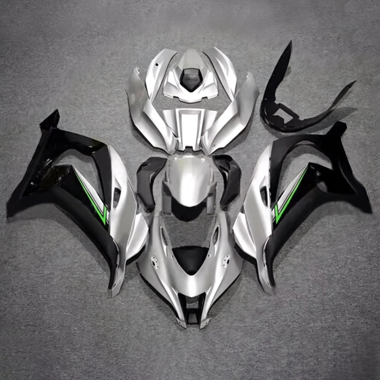 Amotopart 2016–2020 Kawasaki ZX10R Schwarz Silber Verkleidungsset