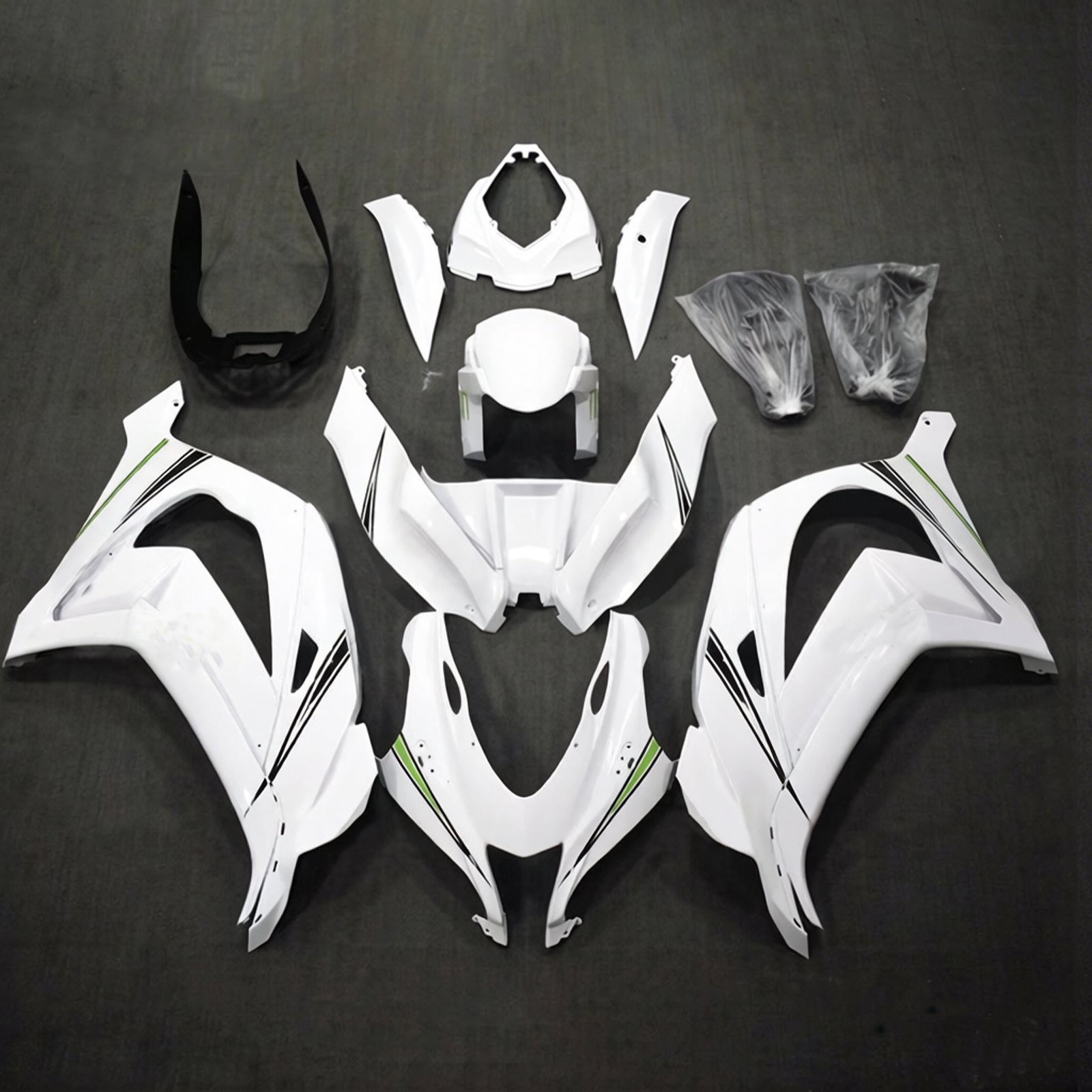 Amotopart 2016-2020 Kawasaki ZX10R ホワイト ブラック フェアリングキット