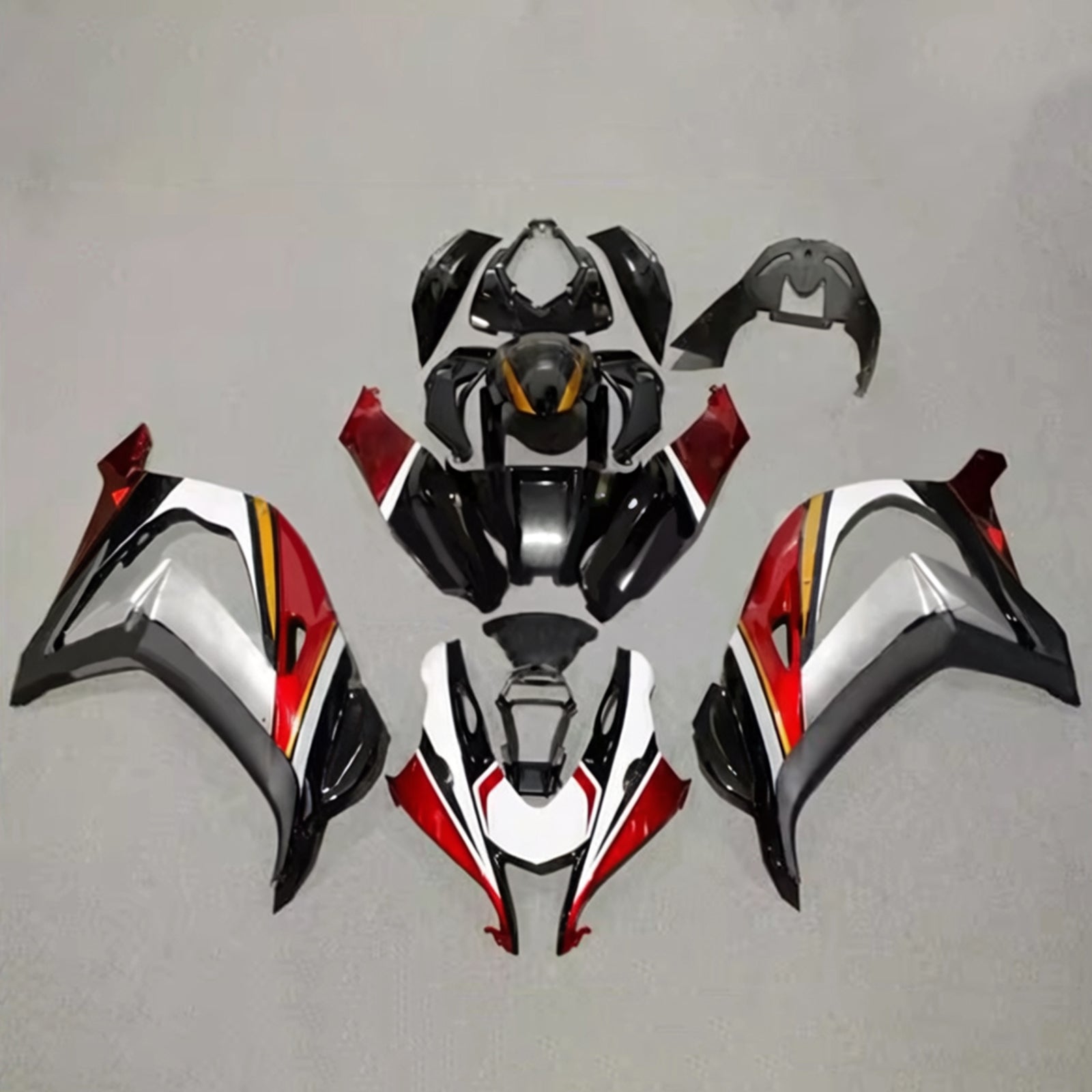 Amotopart 2016–2020 Kawasaki ZX10R Rot Silber Schwarz Weiß Verkleidungsset