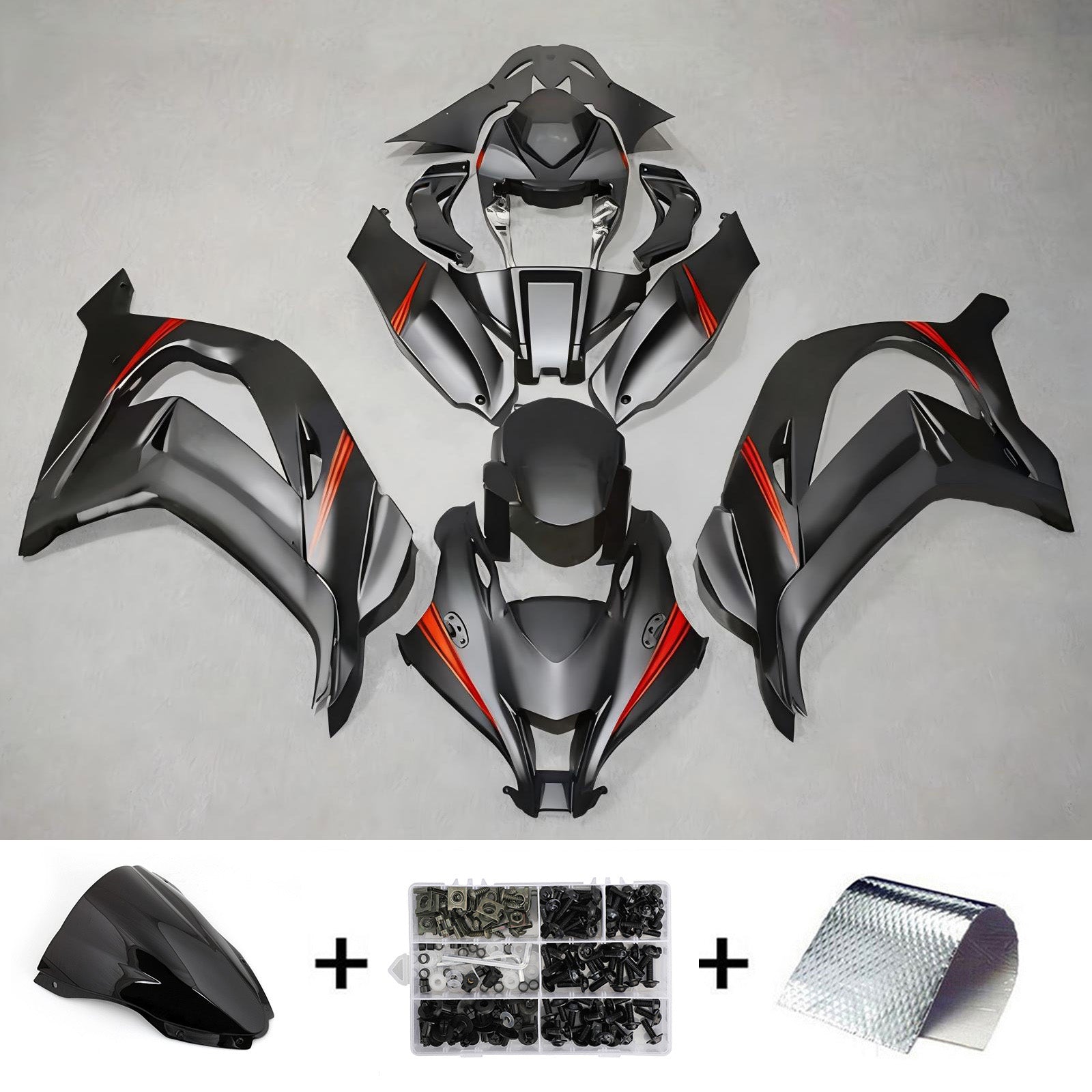Amotopart 2016-2020 Kawasaki ZX10R Black Red Fairing Kit