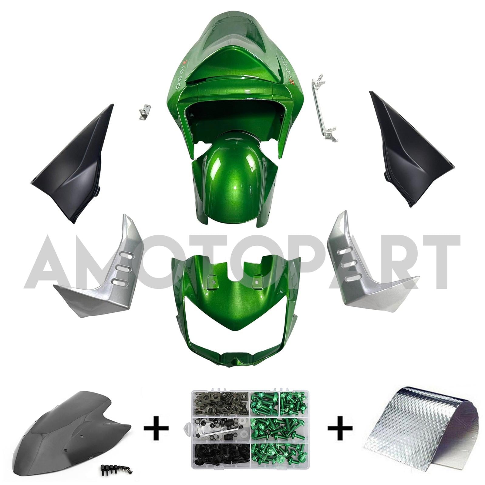 Amotopart 2003-2006 Kawasaki Z1000 Green Fairing Kit
