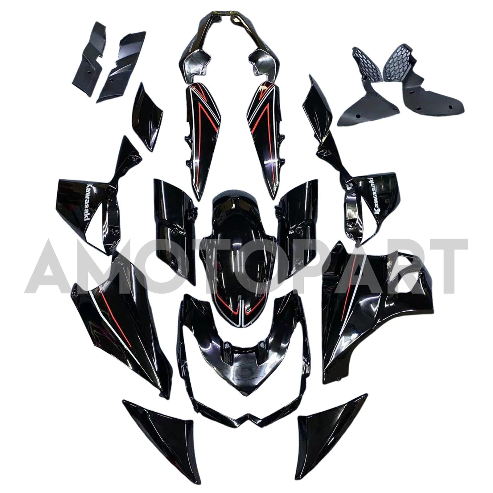 Amotopart 2010-2013 Z1000 Kawasaki Black s Red Line Fairing Kit