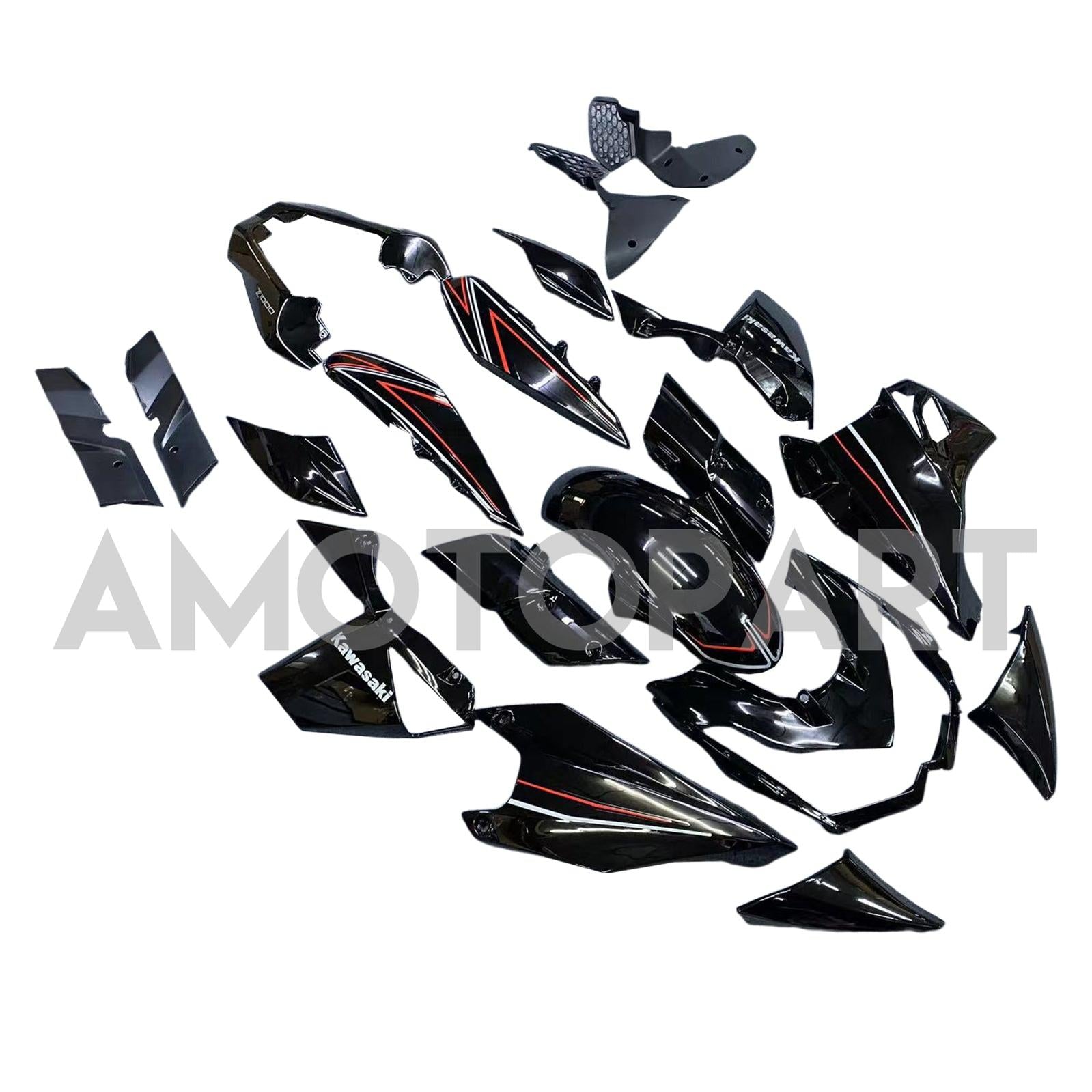 Amotopart 2010-2013 Z1000 Kawasaki Black s Red Line Fairing Kit