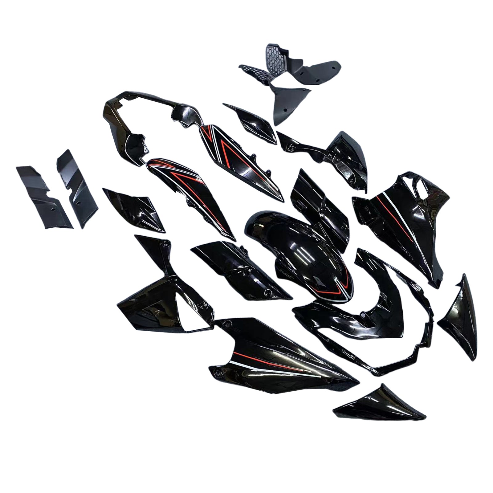 Amotopart 2010-2013 Z1000 Kawasaki Black with Red Line Fairing Kit