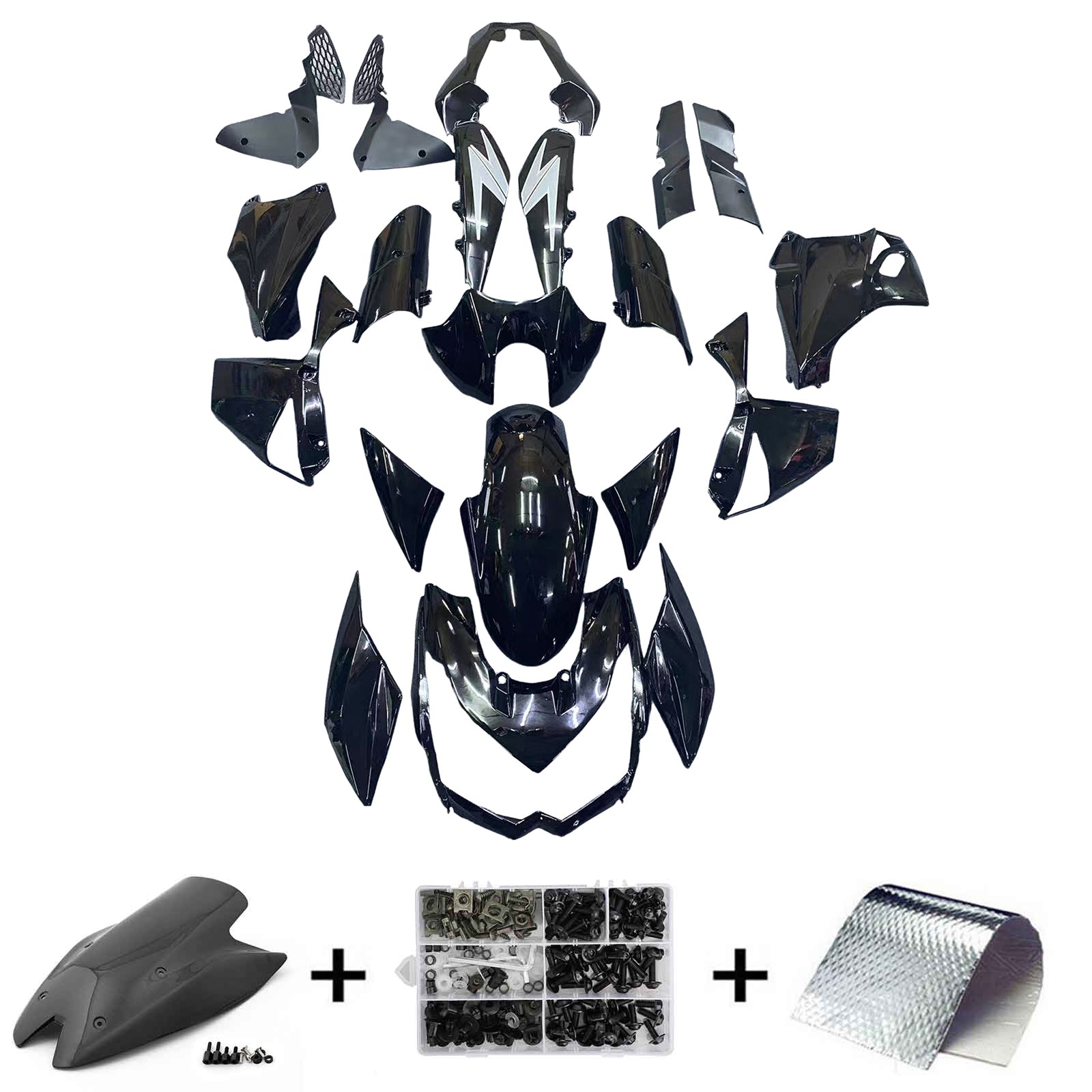 Amotopart 2010-2013 Z1000 Kawasaki Gloss Black Fairing Kit