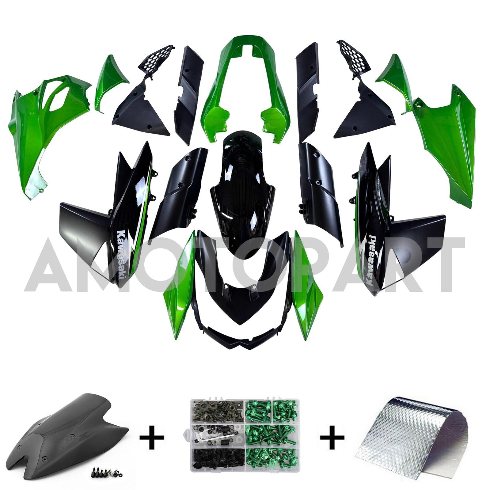 Amotopart 2010-2013 Z1000 Kawasaki Green&Black Style1 Fairing Kit