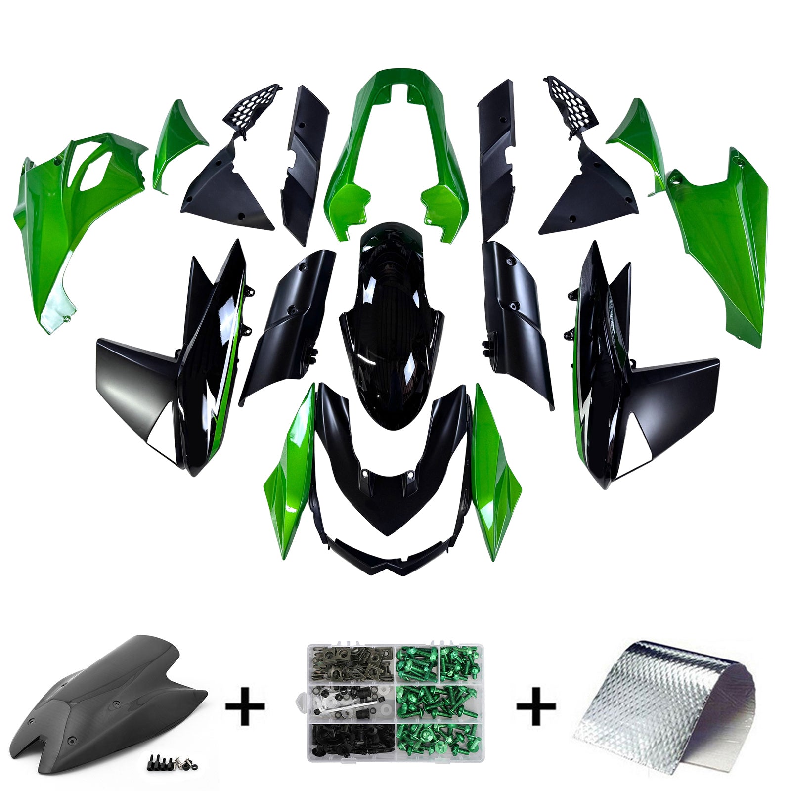 Amotopart 2010-2013 Z1000 Kawasaki Green&Black Style1 Fairing Kit