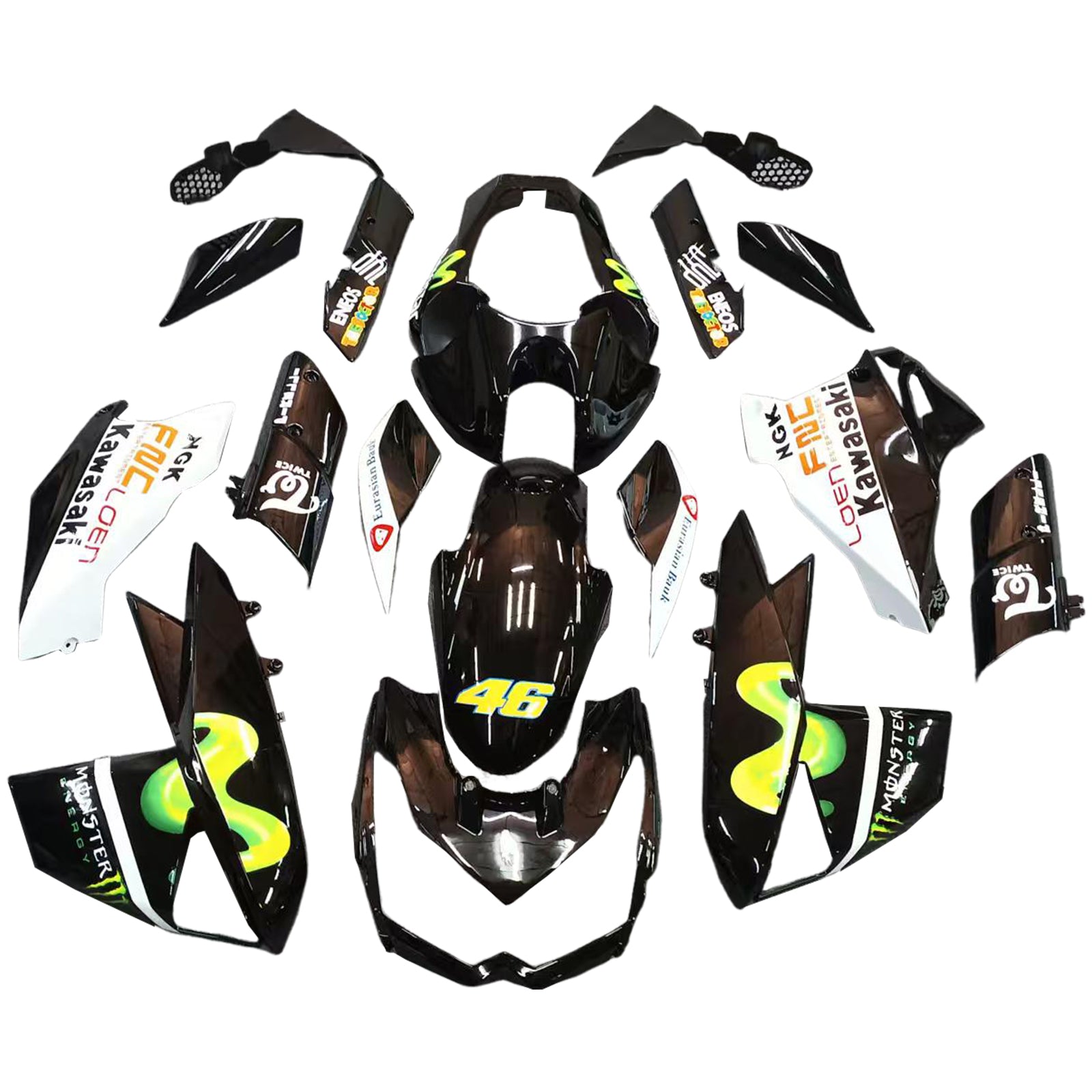 Amotopart 2010-2013 Z1000 Kawasaki Green&Black Style3 Fairing Kit