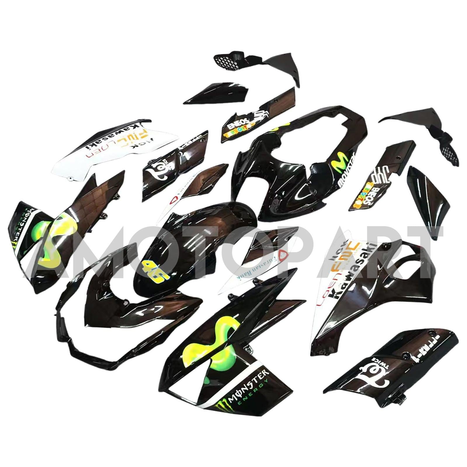 Amotopart 2010-2013 Z1000 Kawasaki Green&Black Style3 Fairing Kit