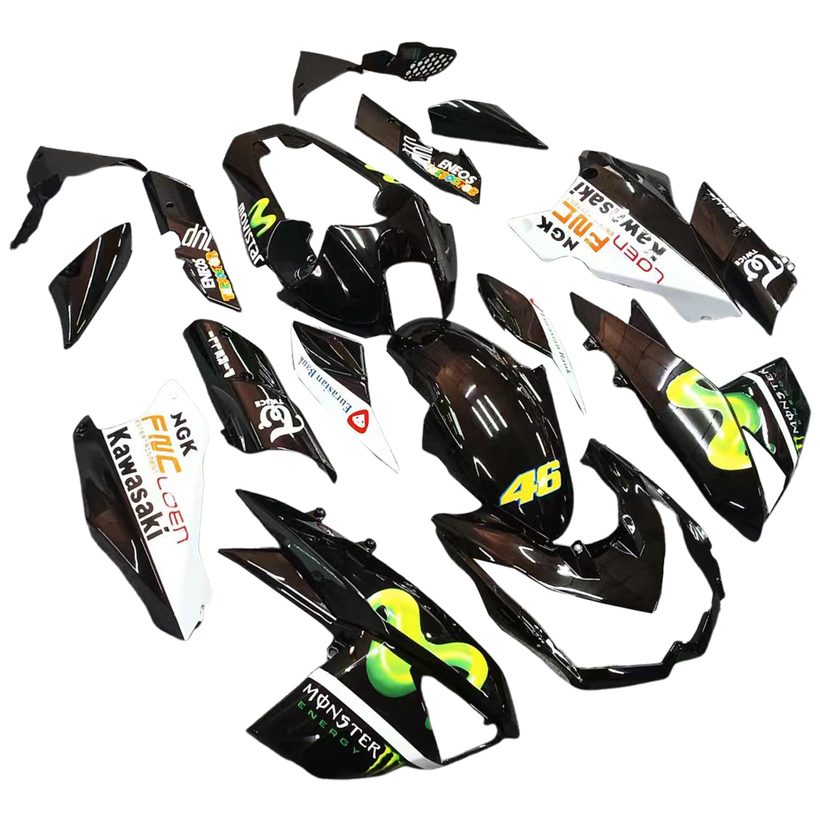 Amotopart 2010-2013 Z1000 Kawasaki Green&Black Style3 Fairing Kit