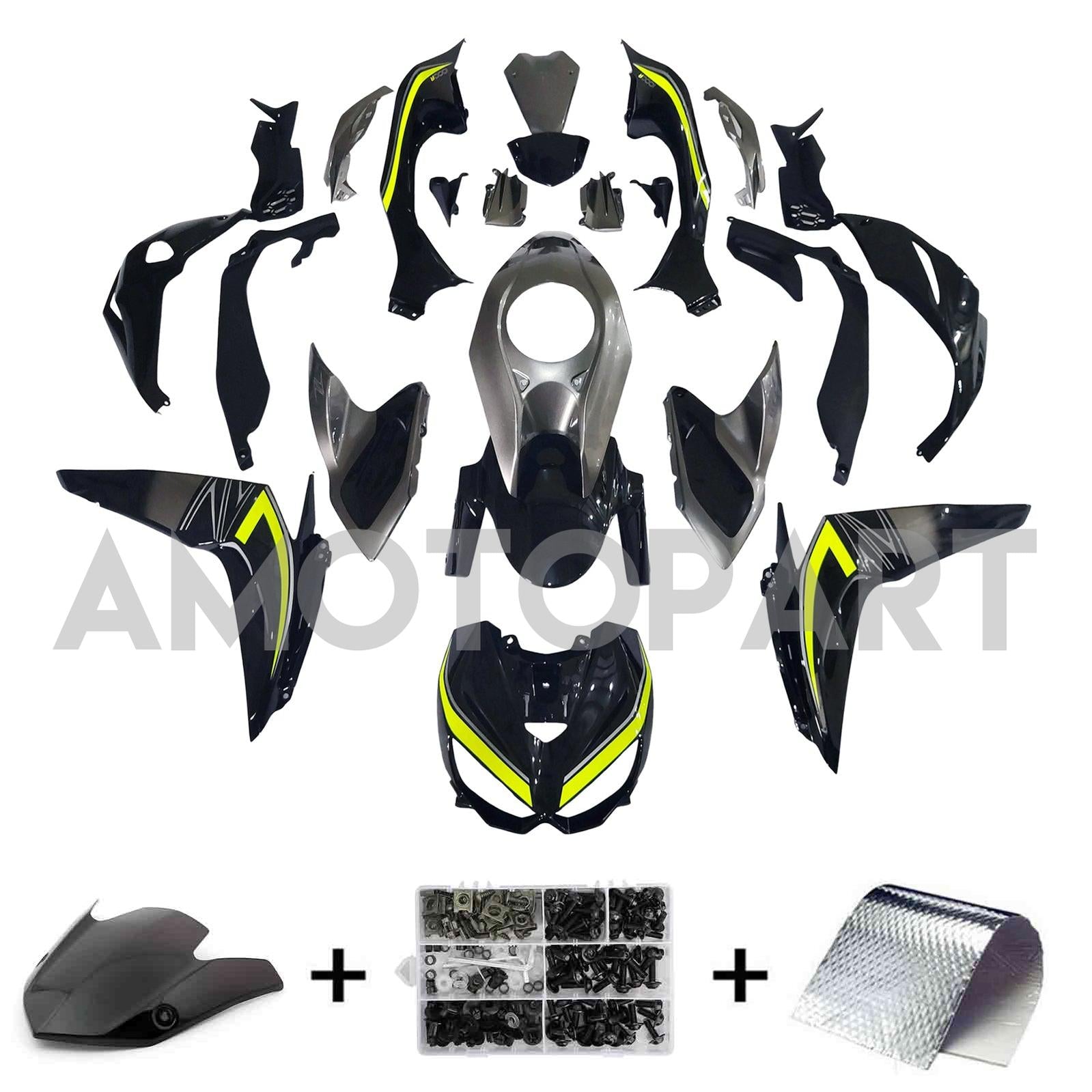 Amotopart 2014-2017 Z1000 Kawasaki Grey&Black Fairing Kit