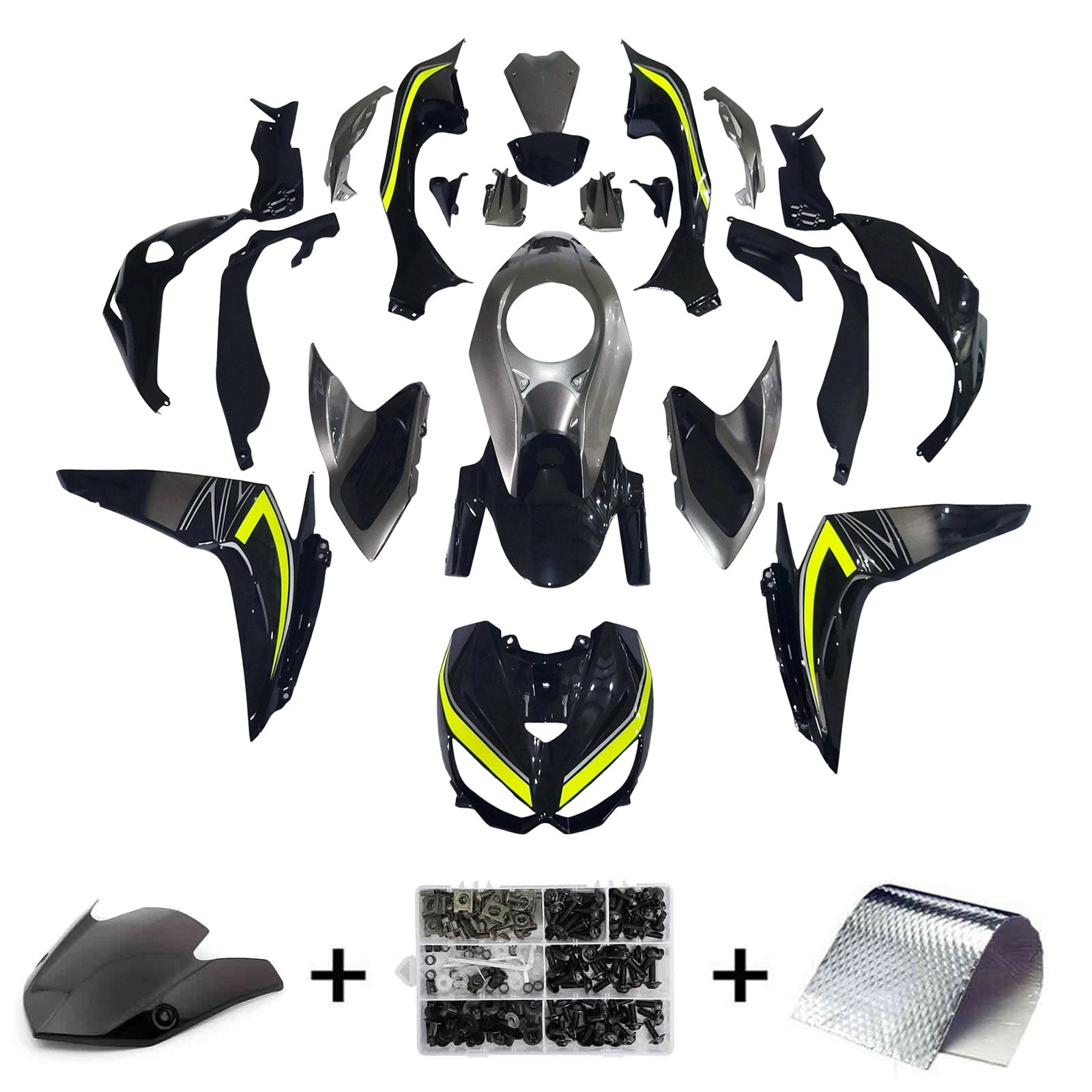 Amotopart 2014-2017 Z1000 Kawasaki Grey&Black Fairing Kit