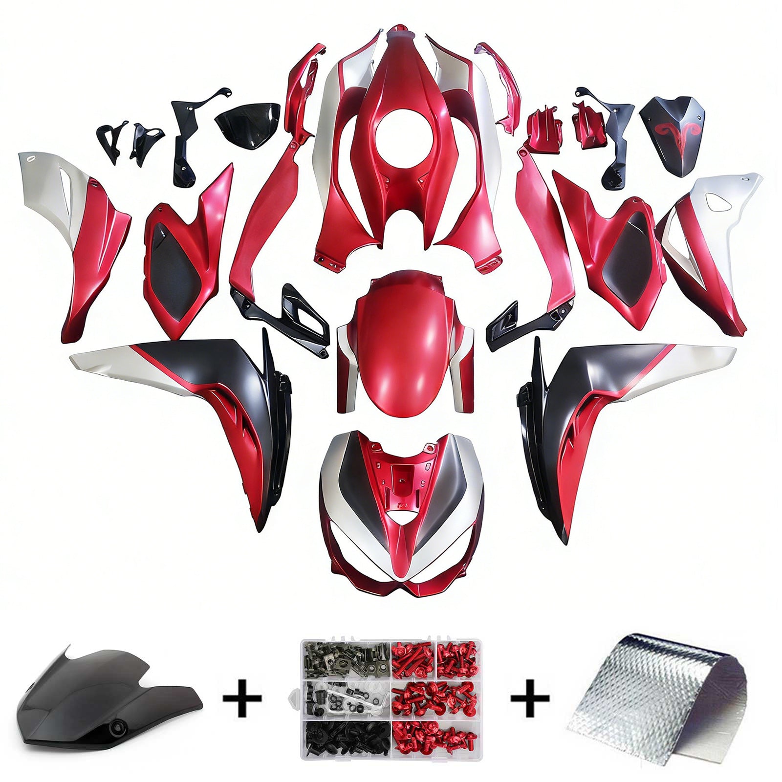 Amotopart 2014-2017 Z1000 Kawasaki Red&Black Style2 Fairing Kit