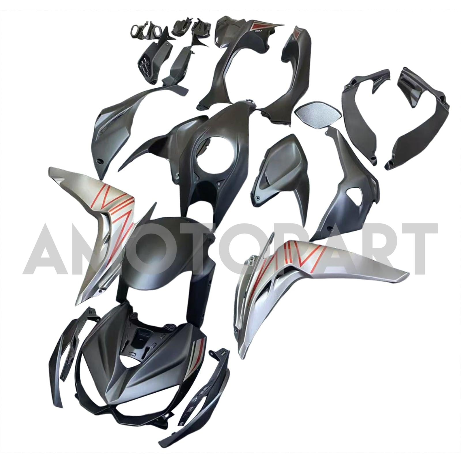 Amotopart 2014-2017 Z1000 Kawasaki Matte Black&Silver Fairing Kit