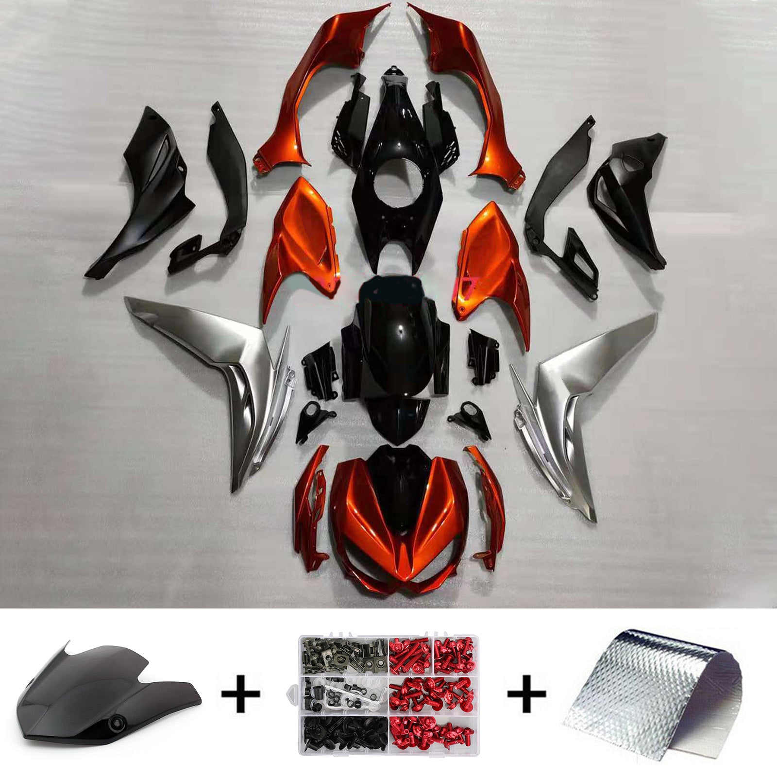 Amotopart 2014-2017 Z1000 Kawasaki Orange&Silver Fairing Kit
