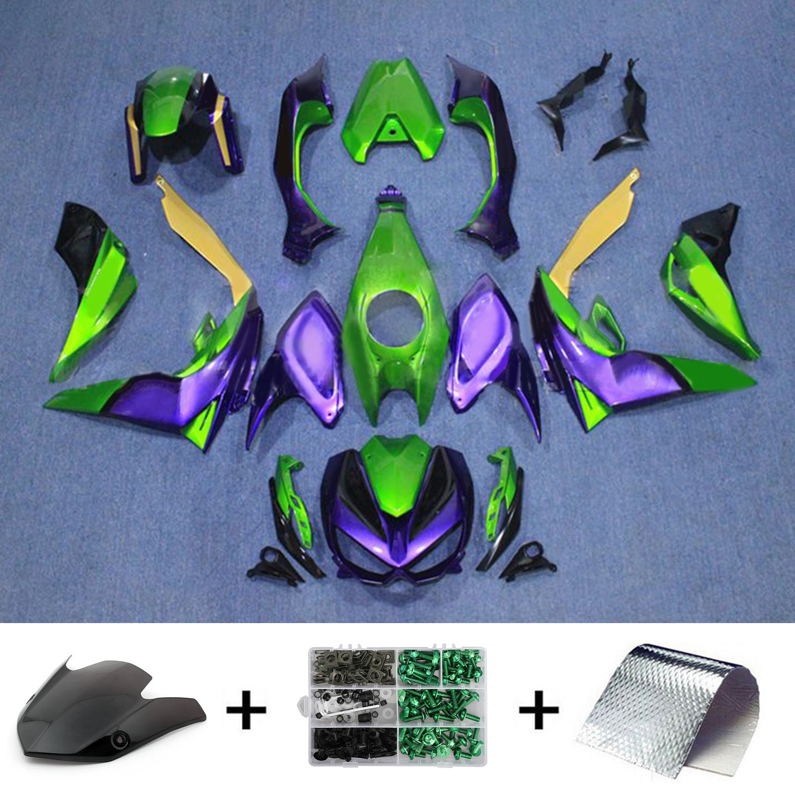 Amotopart 2014-2017 Z1000 Kawasaki Green&Purple Fairing Kit
