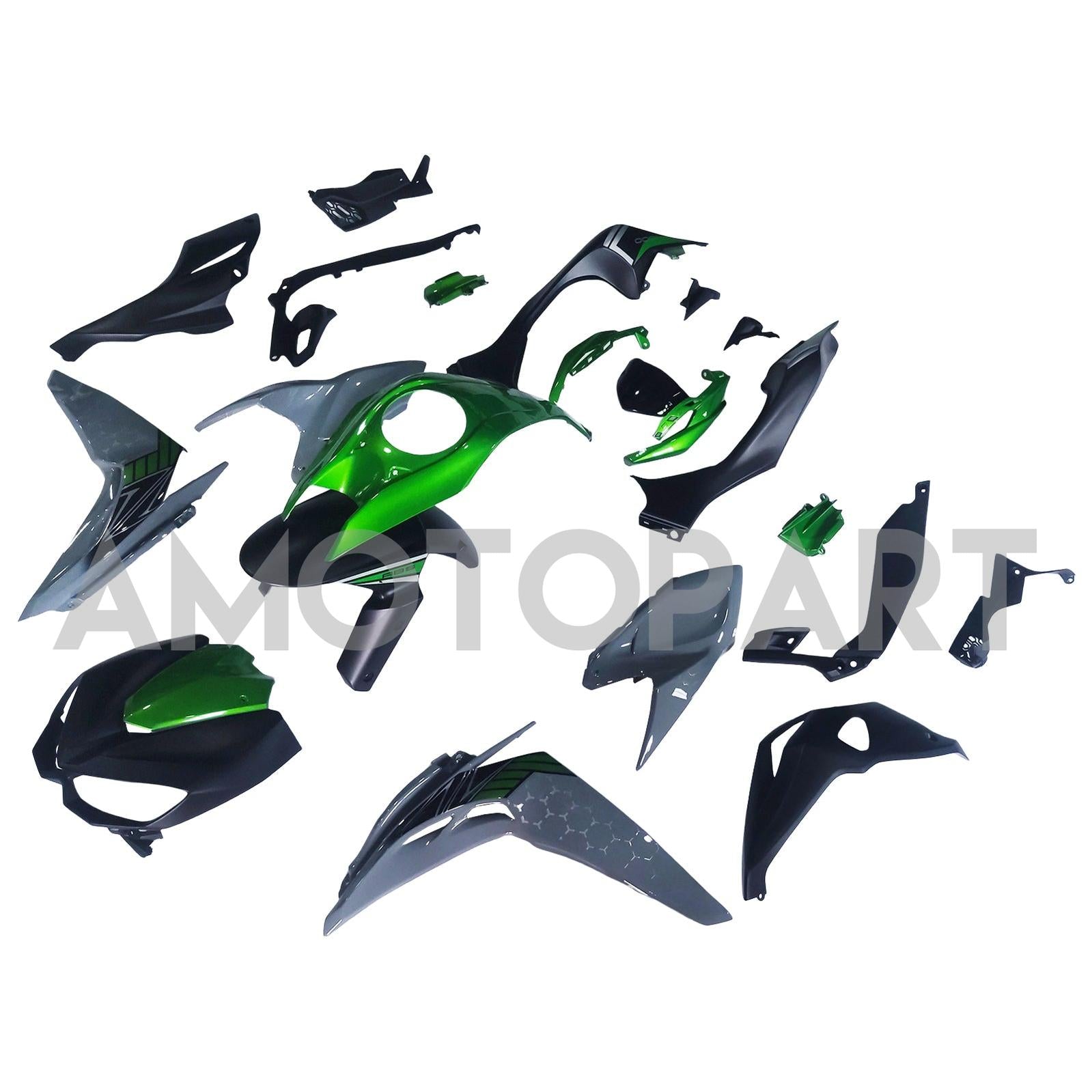 Amotopart 2014-2017 Kawasaki Z1000 Black Green Fairing Kit