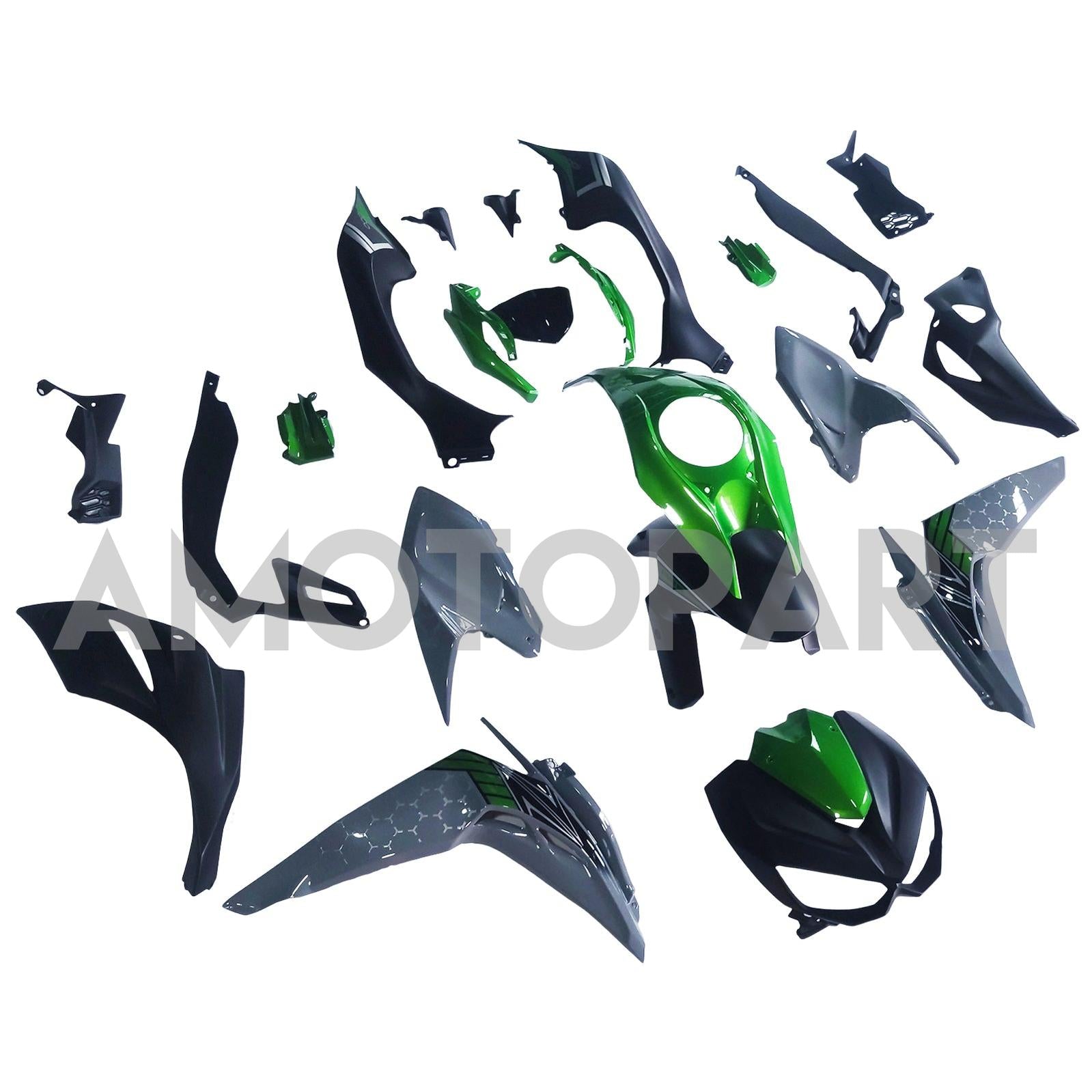 Amotopart 2014-2017 Kawasaki Z1000 Black Green Fairing Kit