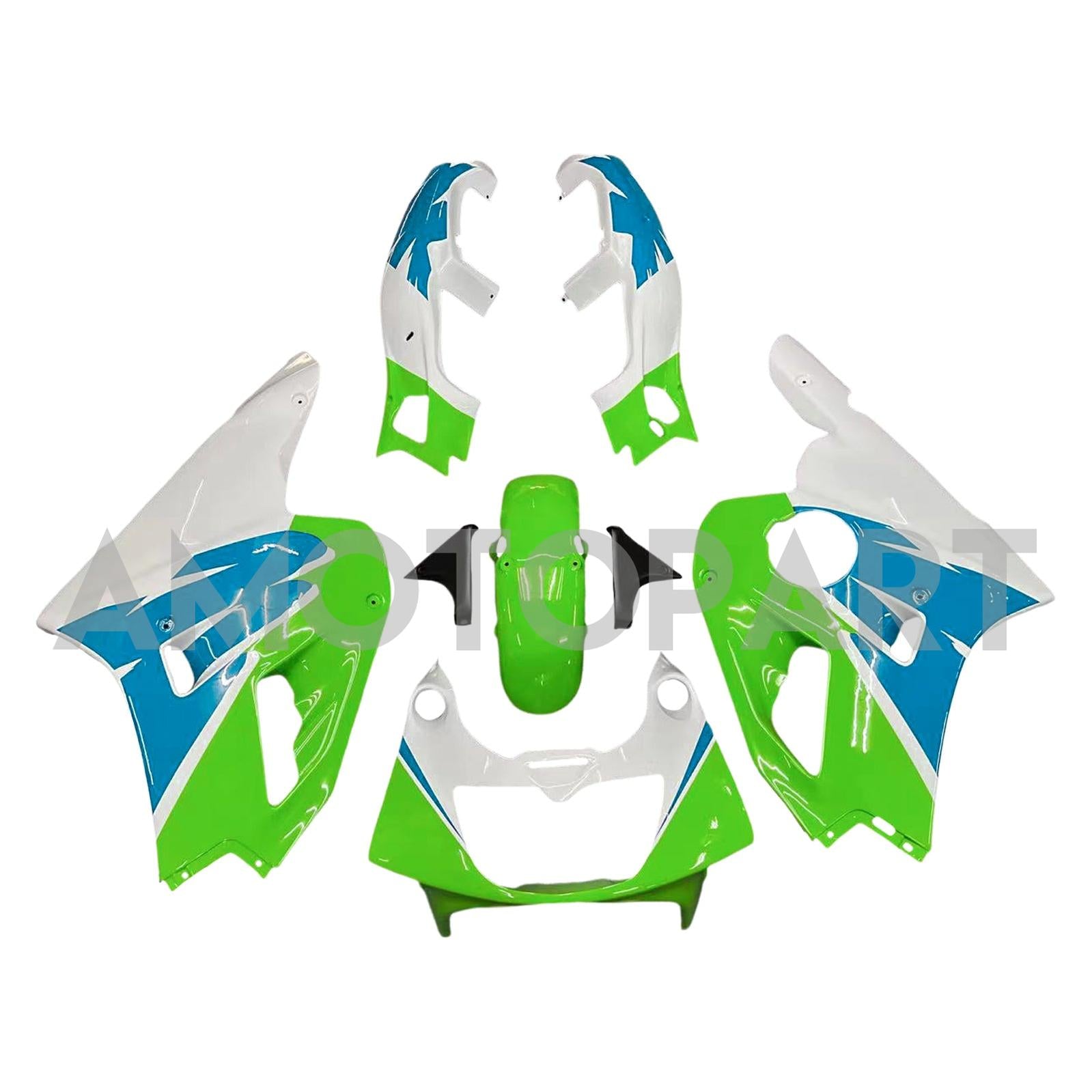 Amotopart Kawasaki ZXR400 1992-1996 グリーン ブルー ホワイト フェアリングキット