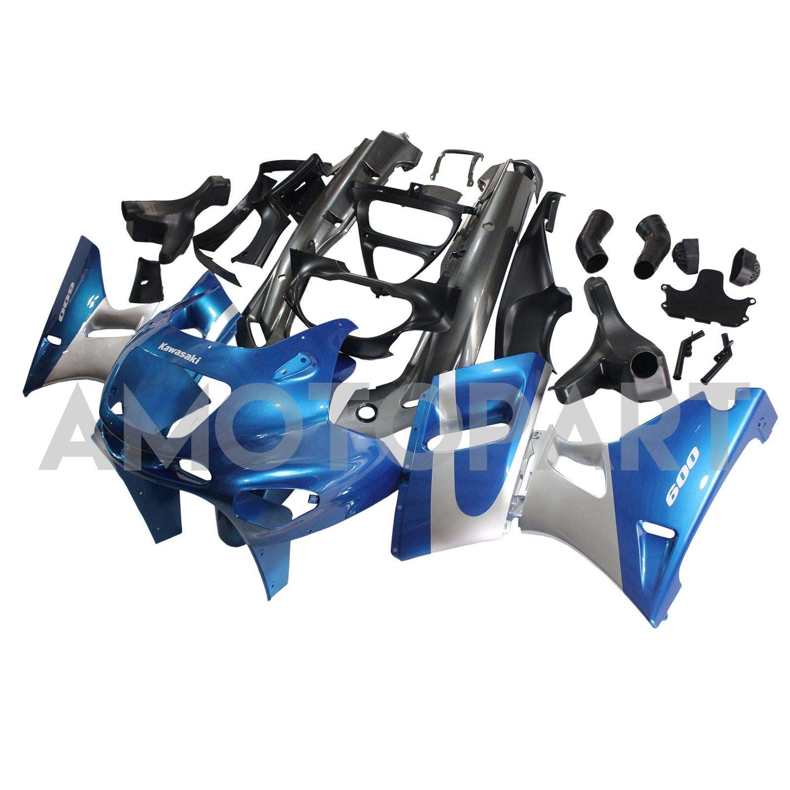 Amotopart Kawasaki ZZR400 1993-2007/ZZR600 1993-2003 Kit de carenado azul plateado