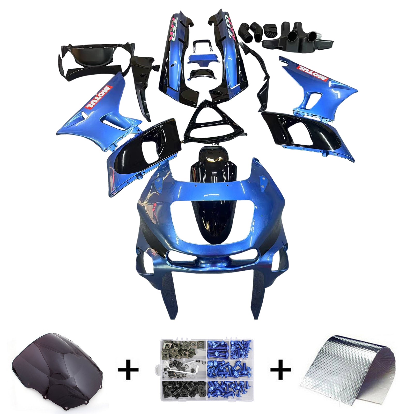 Amotopart ZZR400 1993-2007 ZZR600 1998-2003 Kawasaki Blue Fairing Kit