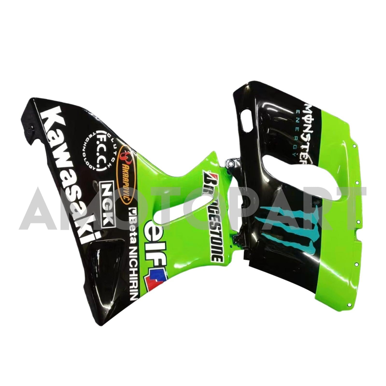 Amotopart ZZR400 1993-2007 ZZR600 1998-2003 Kawasaki Green&Black Style2 Fairing Kit