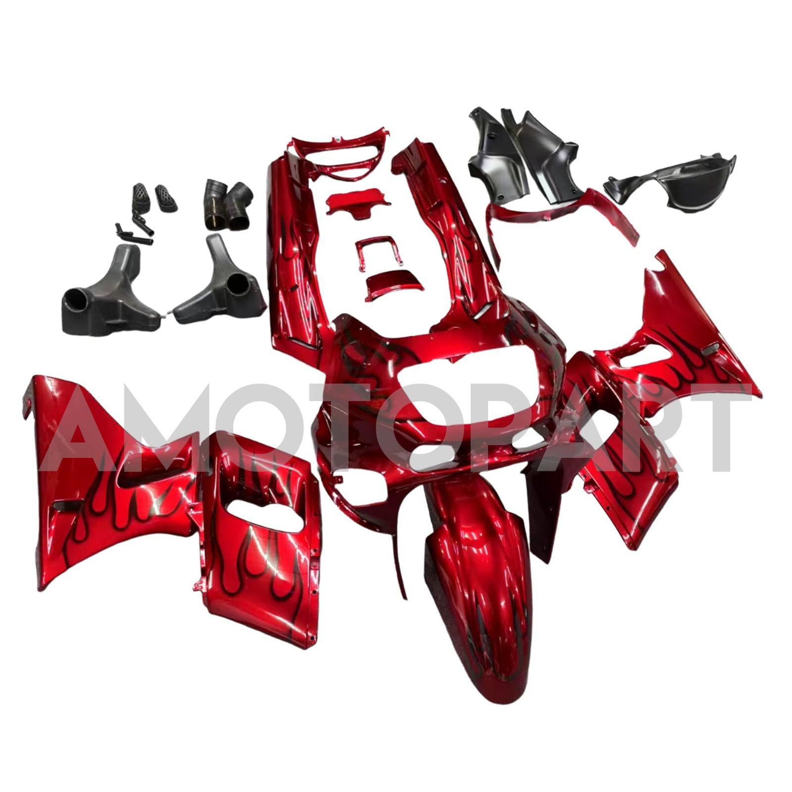 Amotopart Kawasaki 93-07 ZZR400 & 98-03 ZZR600 Red Fairing Kit