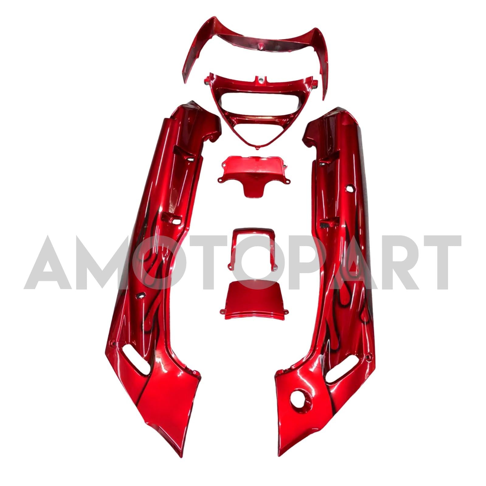 Amotopart Kawasaki 93-07 ZZR400 & 98-03 ZZR600 Red Fairing Kit