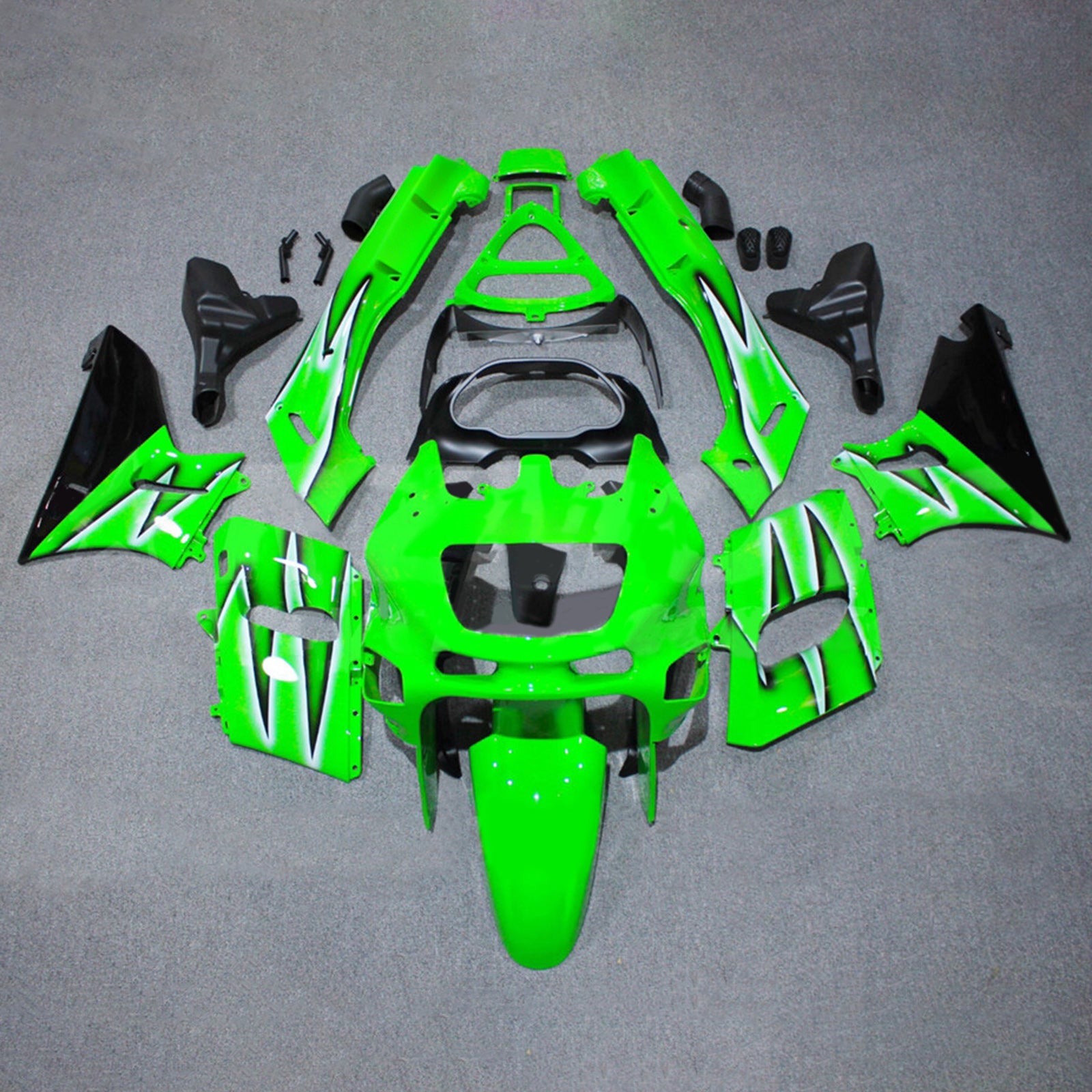 Amotopart Kawasaki 1993-2007 ZZR400 1998-2003 ZZR600 Green Black Fairing Kit
