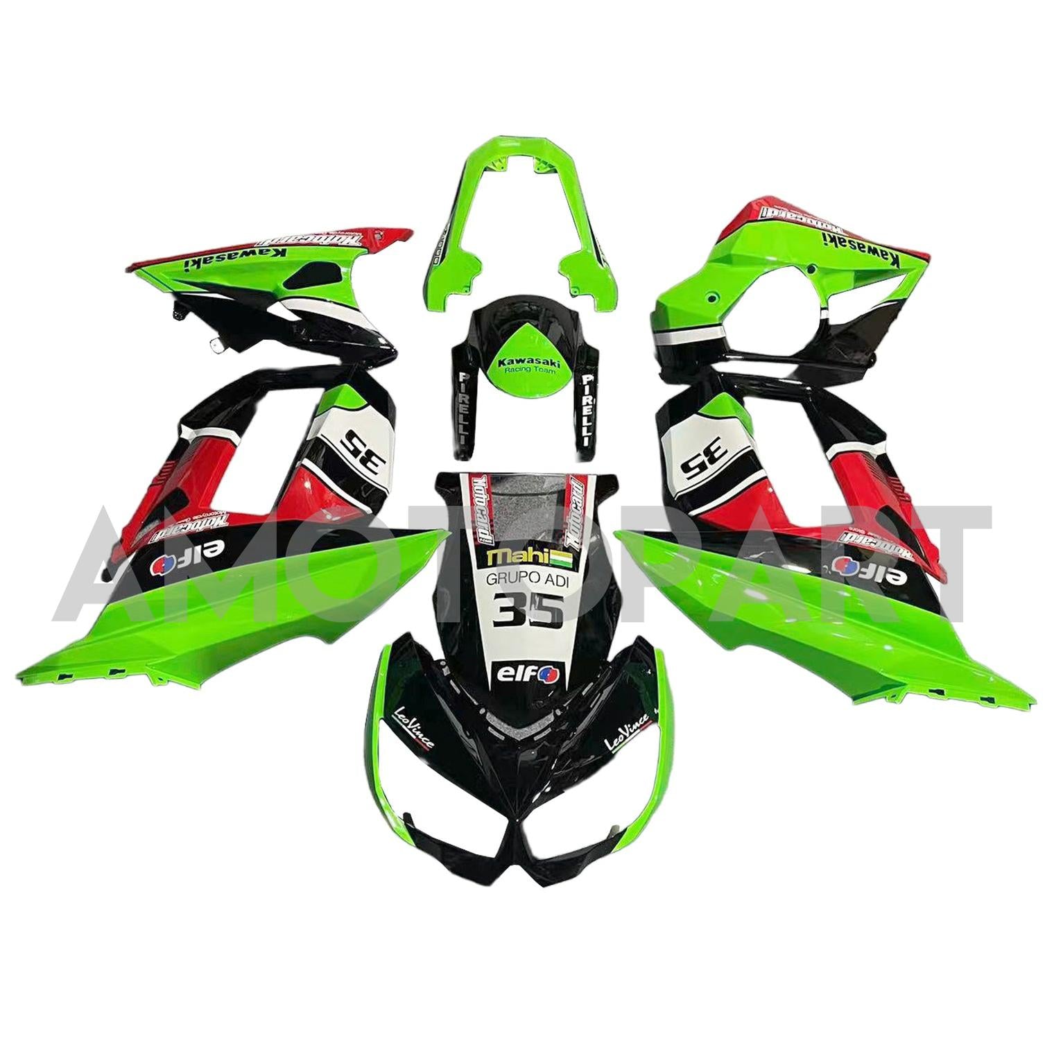 Amotopart 2010-2015 Z1000SX Kawasaki Orange&Green Fairing Kit