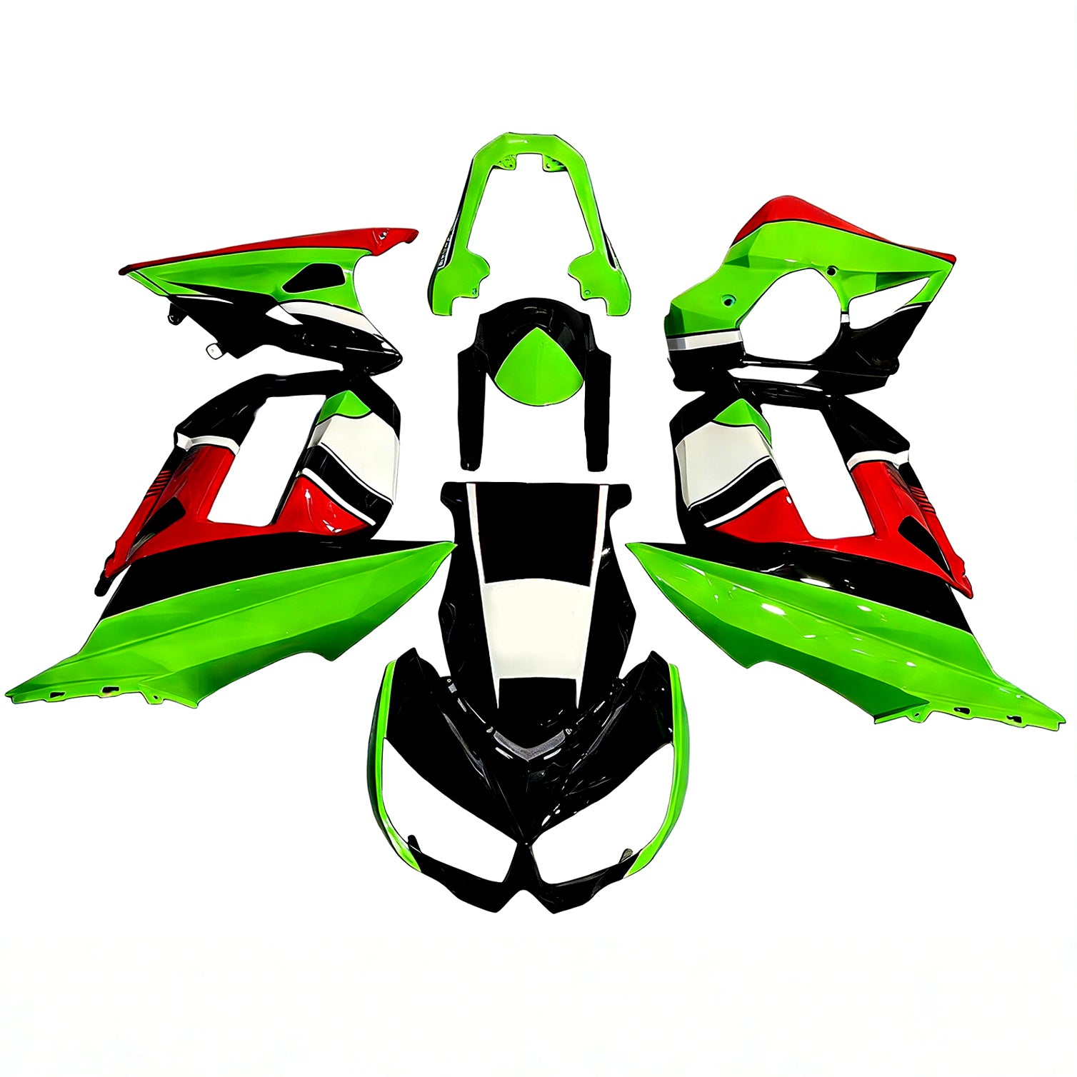 Amotopart 2010-2015 Z1000SX Kawasaki Orange & Green Fairing Kit
