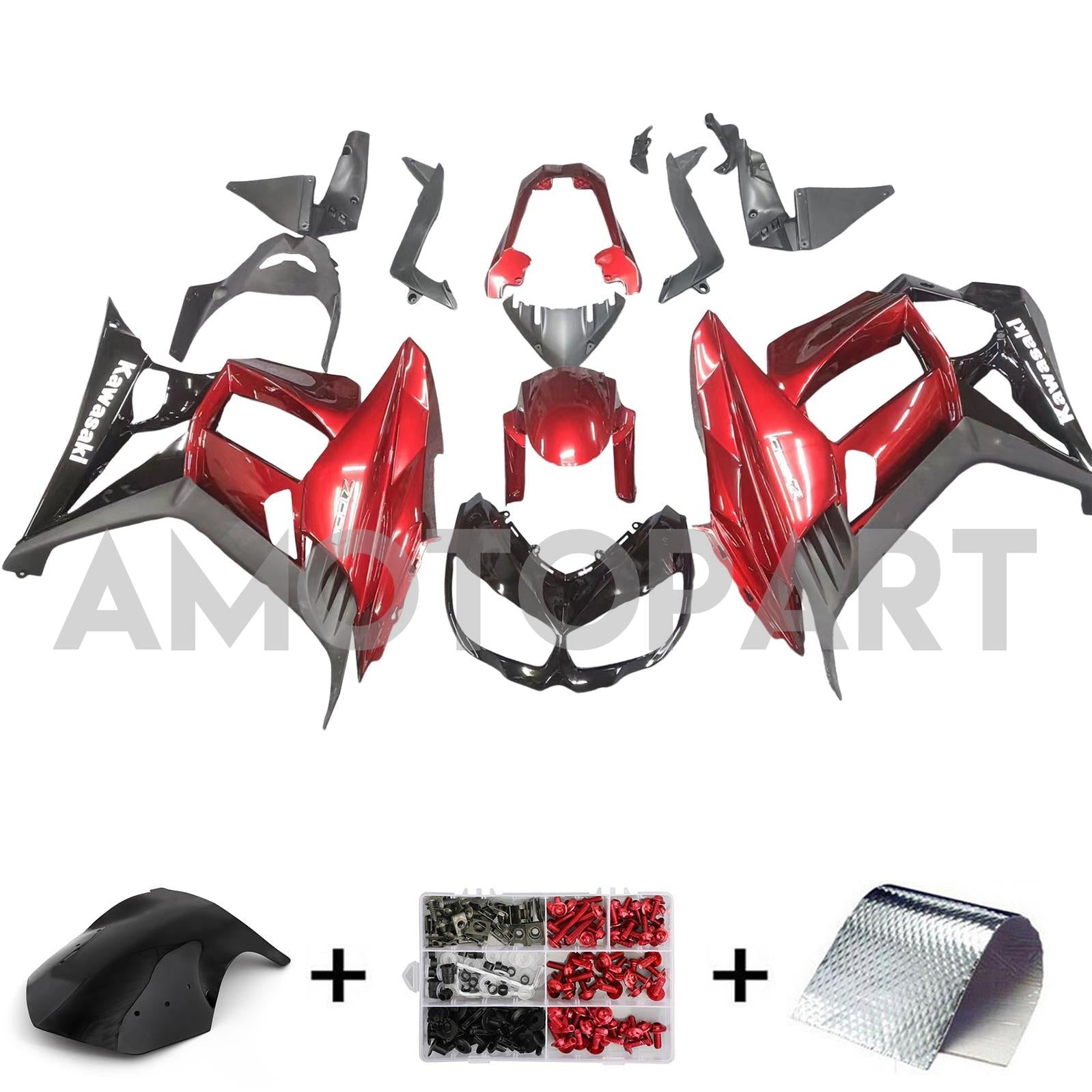 Amotopart 2010-2015 Z1000SX Kawasaki Red&Black Fairing Kit