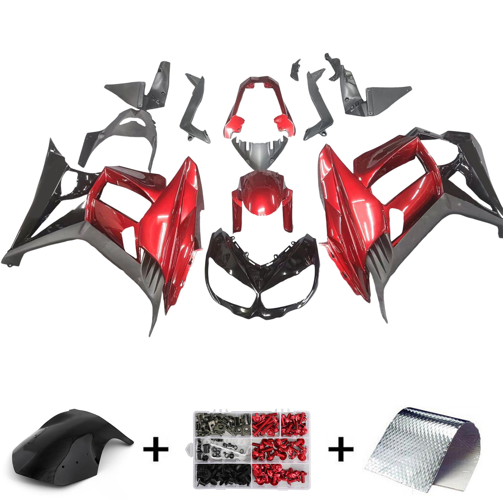 Amotopart 2010-2015 Z1000SX Kawasaki Red&Black Fairing Kit